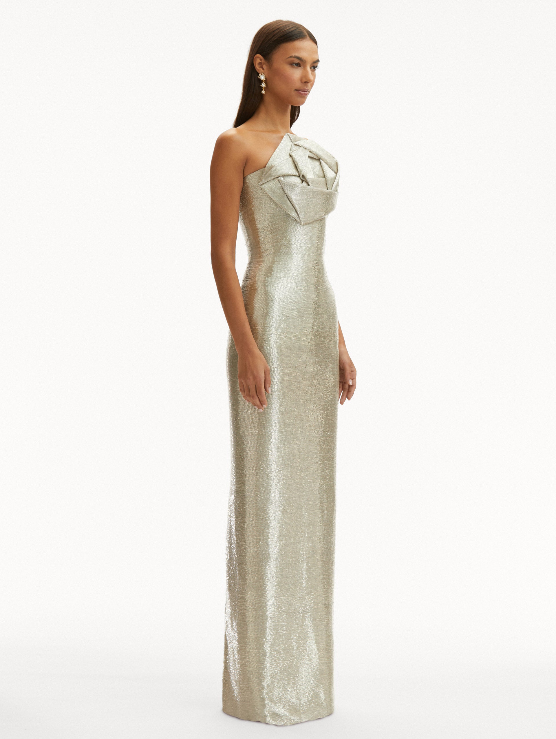 Elegant Rosette Bugle Bead Column Gown for Women - Formal Evening Dress for Prom, Wedding, and Black Tie Events