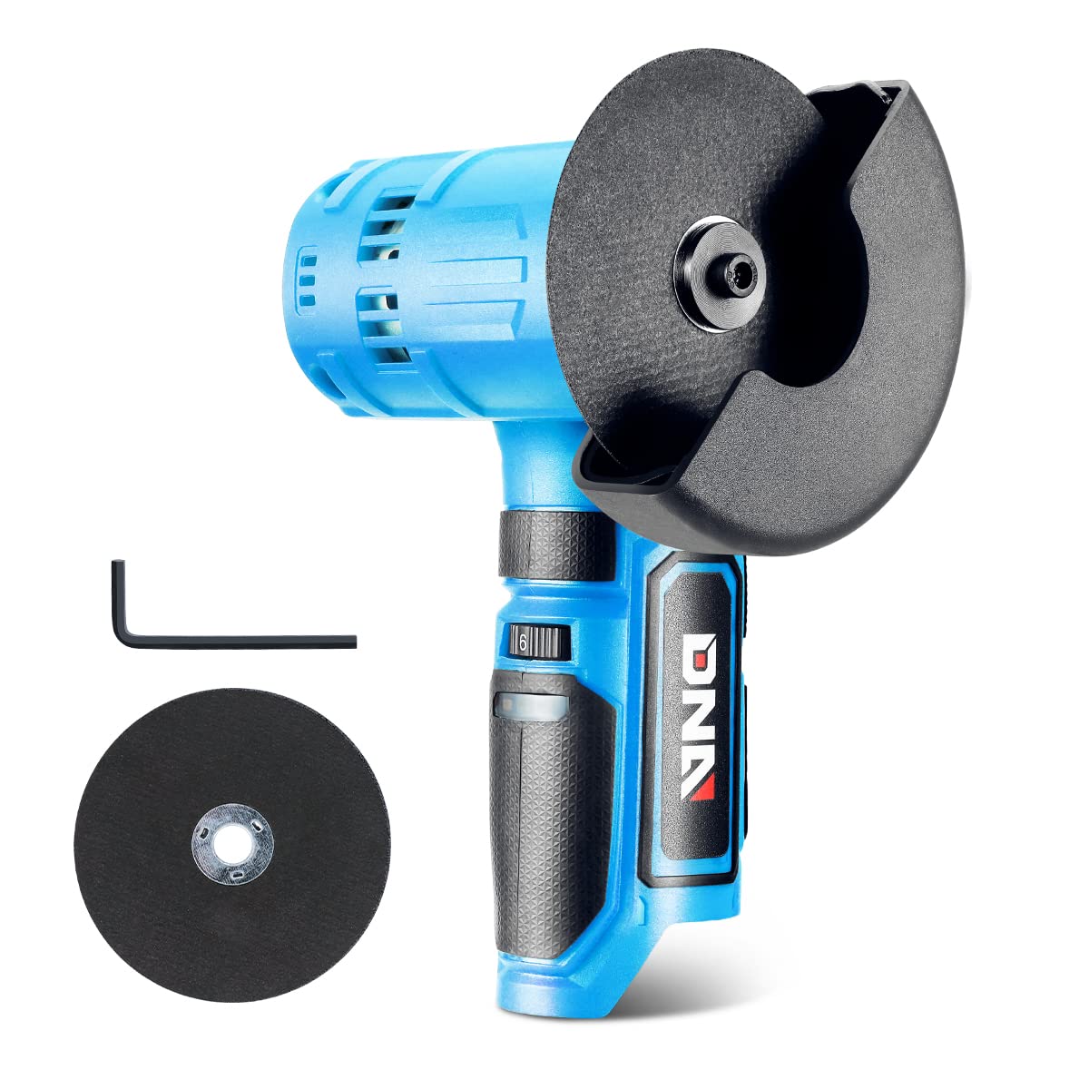 DNA MOTORING 12V Cordless Angle Grinder - Variable Speed with Spindle Lock, Dry Cutting & Rough Grinding Power Tool (Blue, Battery Not Included) - Perfect for Metalworking, Wood Carving & DIY Home Projects