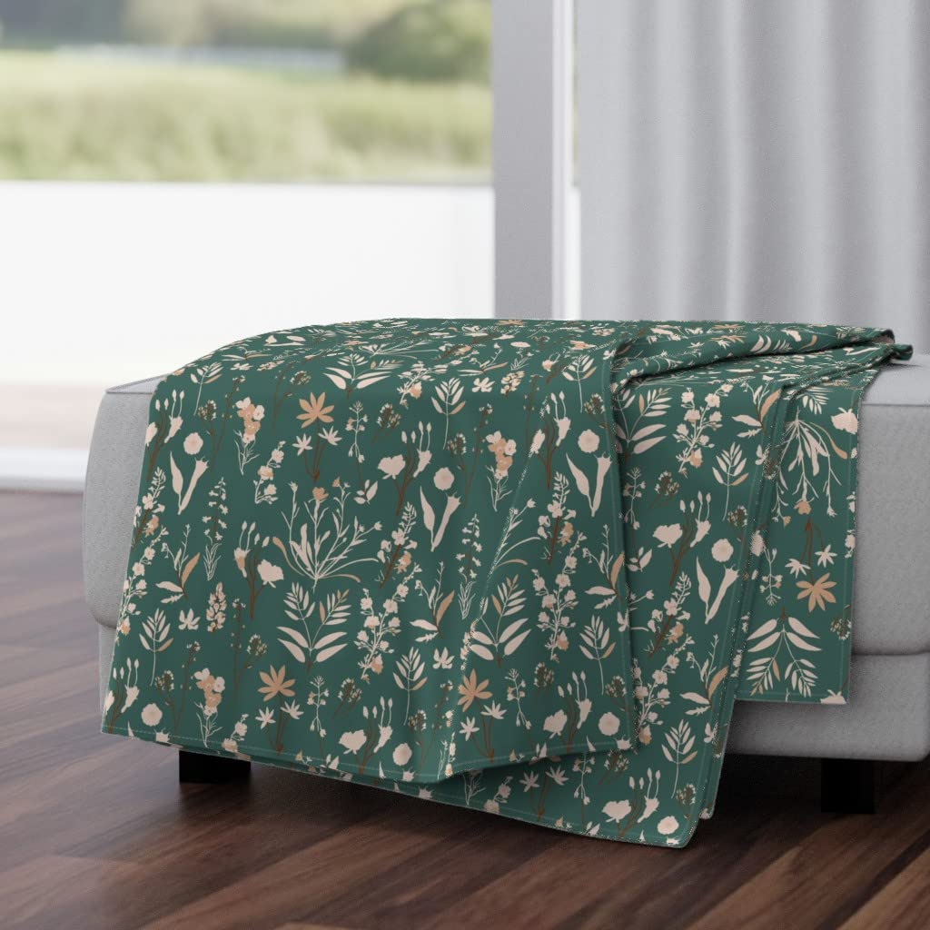 Soft Plush Minky Throw Blanket 50x70 Inches - Wildflower Botanical Floral Print in Teal | Cozy Home Decor for Sofa, Bed & Nursery | Machine Washable Luxury Blanket