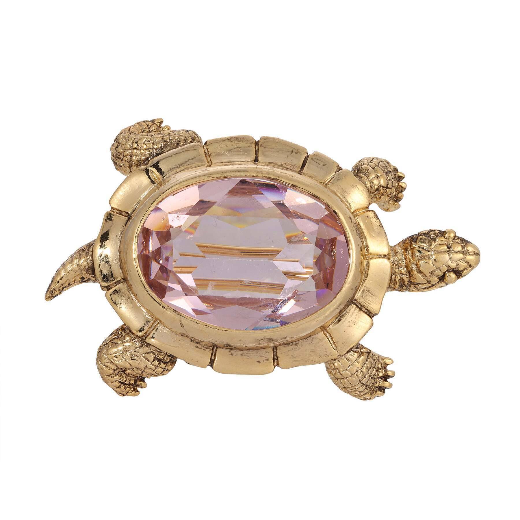 1928 Jewelry Galapagos Tortoise Brooch - Austrian Crystal Turtle Pin for Women, Vintage Animal Jewelry Gift for Nature Lovers - Perfect for Weddings, Parties & Collectors