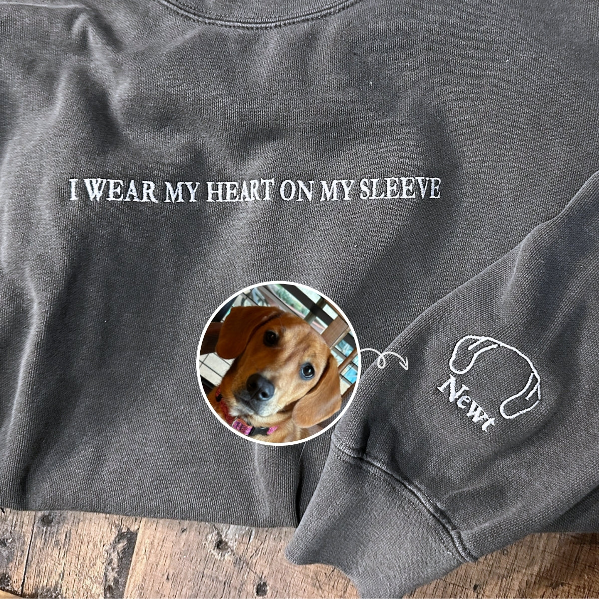 Comfort Color® I Wear My Heart On My Sleeve Dog Lover Sweatshirt with Adorable Dog Ear Hoodie Design - Cozy Pullover for Pet Owners, Dog Walking & Casual Outfits