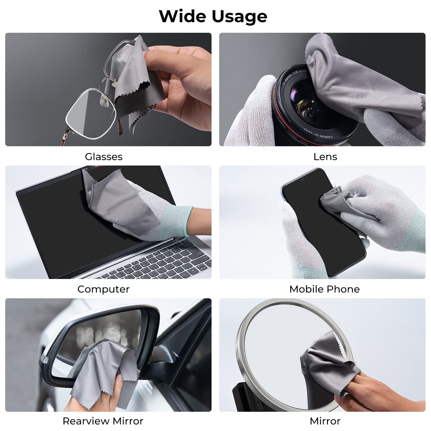 K&F Concept 3 Pack Premium Microfiber Cleaning Cloths (15x18cm) - Reusable & Washable Lens Cleaning Cloths for Camera Lenses, Glasses, Screens, LCD TVs, Tablets - Perfect for Photography, Home & Office Use
