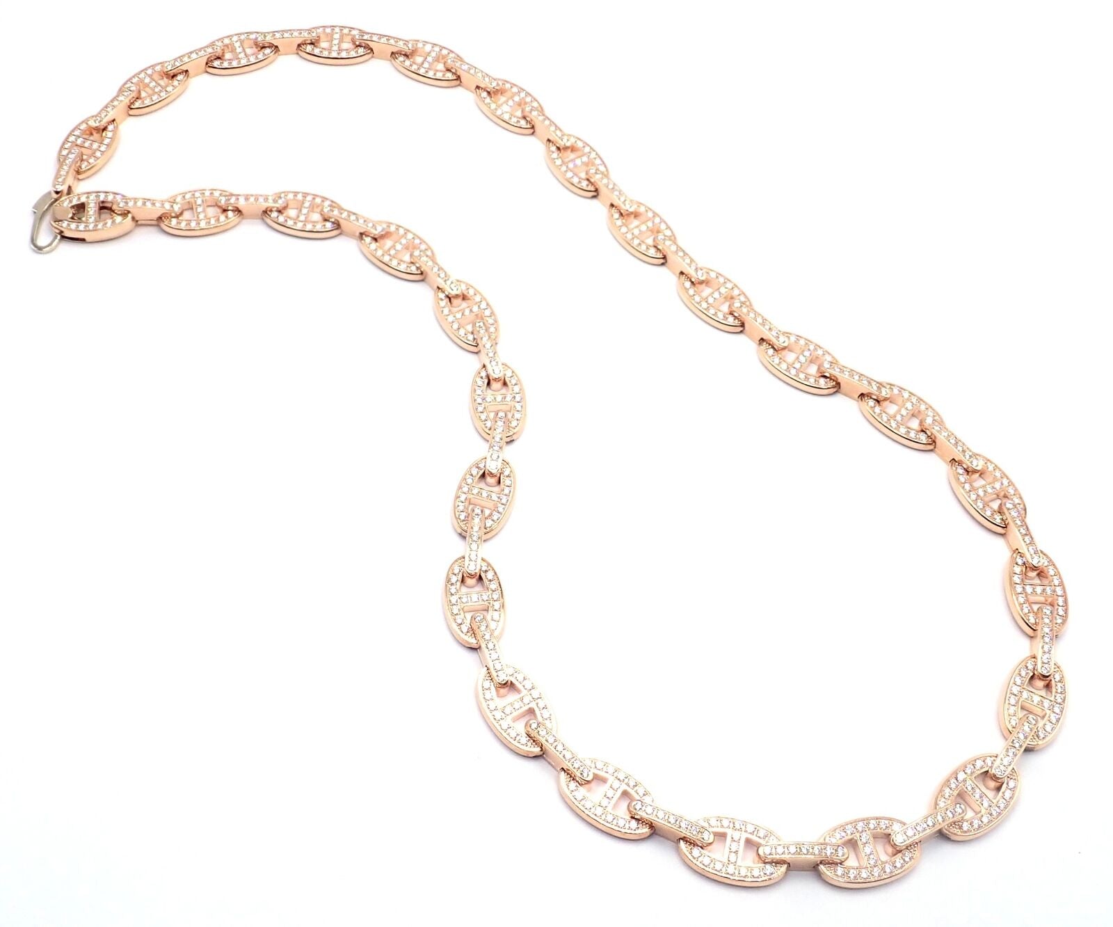 Authentic Hermes Chaine d'Ancre Enchaine 18K Rose Gold Diamond Link Necklace - Luxury Jewelry for Women, Perfect Gift for Anniversary & Special Occasions