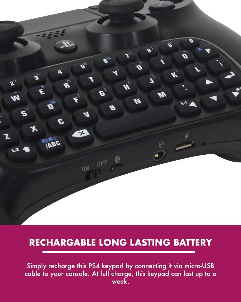 Numskull Sony PlayStation 4 Bluetooth Wireless Mini Keyboard - Wireless Chat Pad with Built-in Speaker for PS4 DualShock 4 Controller - Perfect for Gaming, Streaming & Voice Chat