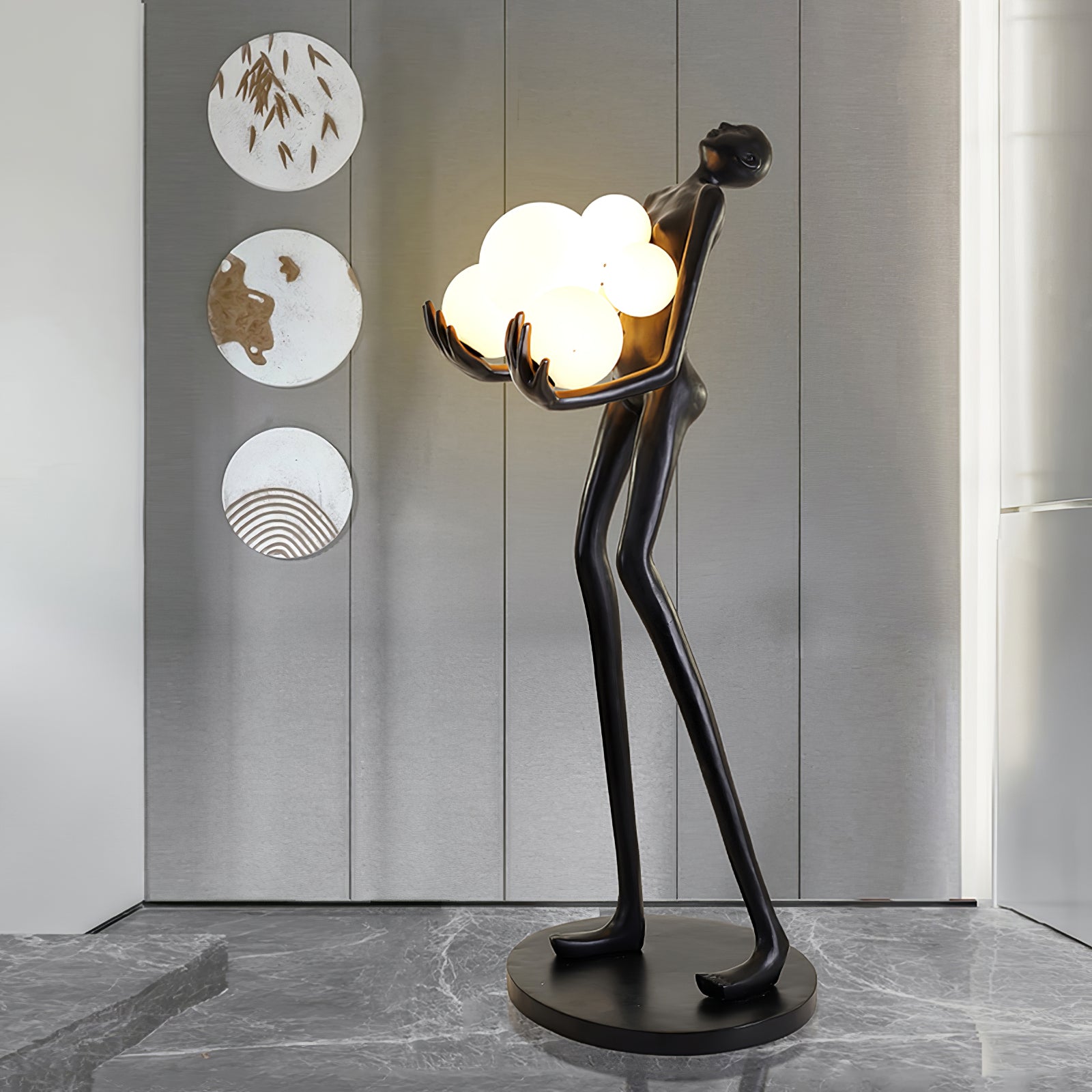 Modern Embrace Sculpture Floor Lamp - Elegant Home Decor for Living Room, Bedroom & Office - Adjustable Brightness & Warm White Light for Cozy Ambience