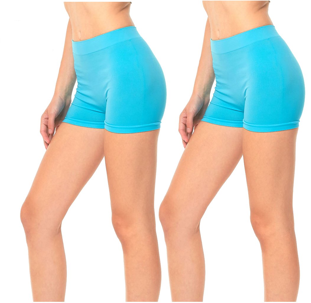 Gilbins 2 Pack Women's Seamless Stretch Yoga Shorts - High Waisted Workout Running Gym Athletic Shorts for Yoga, Pilates & Lounge Wear