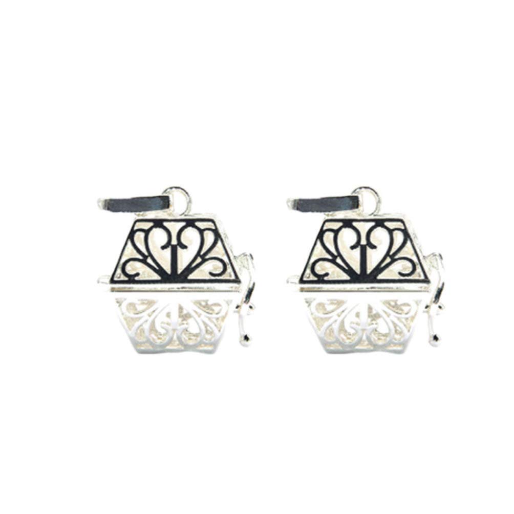 EXCEART 2 Pack Square Bead Cage Pendant Necklace - Silver Essential Oil Diffuser & Perfume Locket Charm for Women, Mothers Day Gift Jewelry (Perfect for Aromatherapy, Yoga, Meditation & Daily Wear)