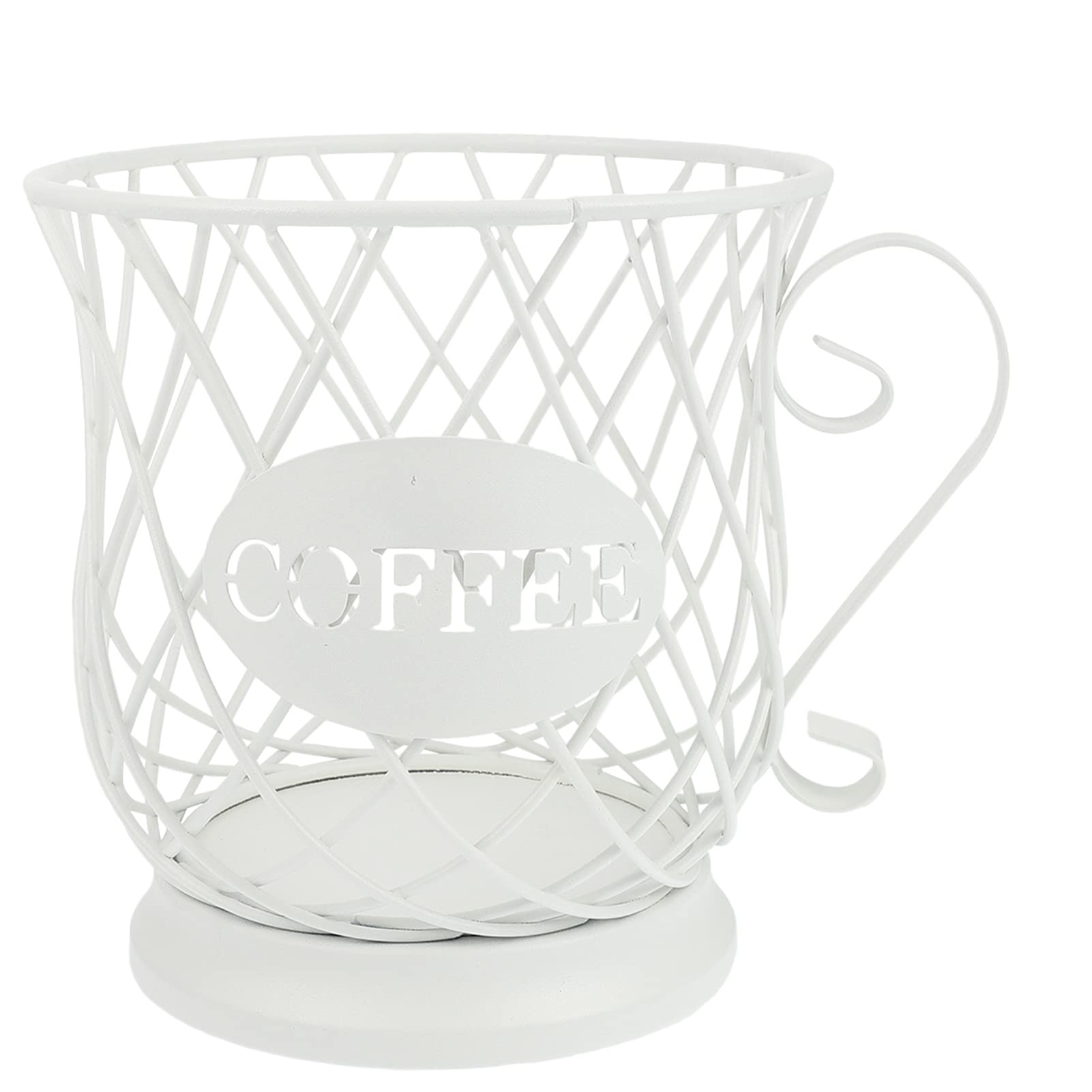 YARNOW Metal Coffee Mug Holder Organizer - White Espresso Cup Storage Basket for Coffee Bar Accessories | Perfect for Kitchen Countertop, Office Desk, and Coffee Shop Organization