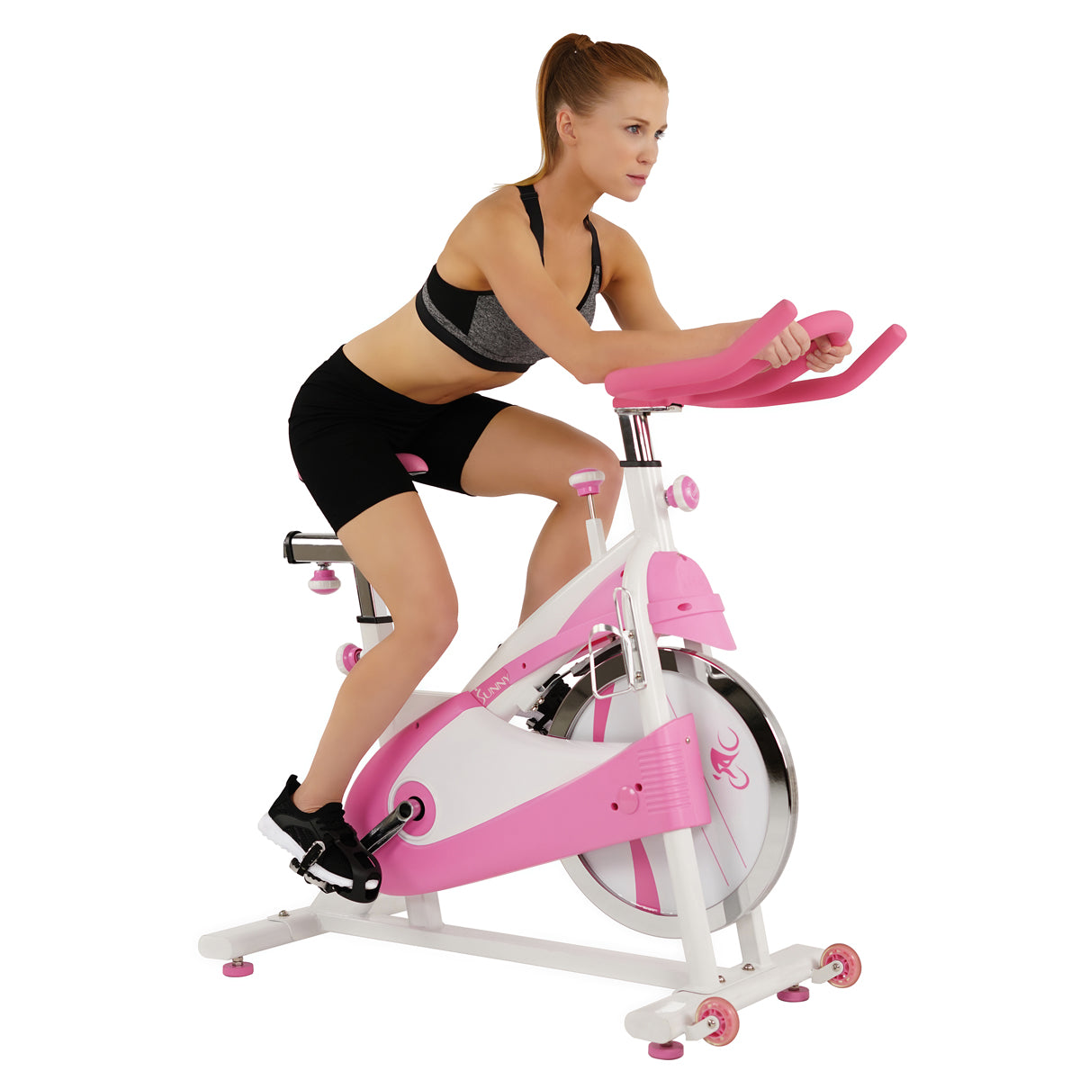 Premium Pink Belt Drive Exercise Bike - Quiet Indoor Cycling Trainer for Home Gym & Cardio Workouts - Perfect for Spin Classes, Weight Loss & Fitness Training