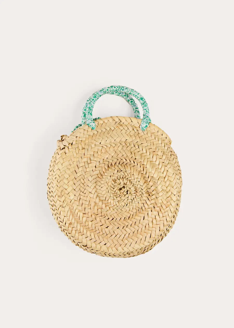Stylish Adelaide Floral Detail Raffia Handbag in Green - Perfect for Beach Vacations, Summer Outings & Boho Fashion