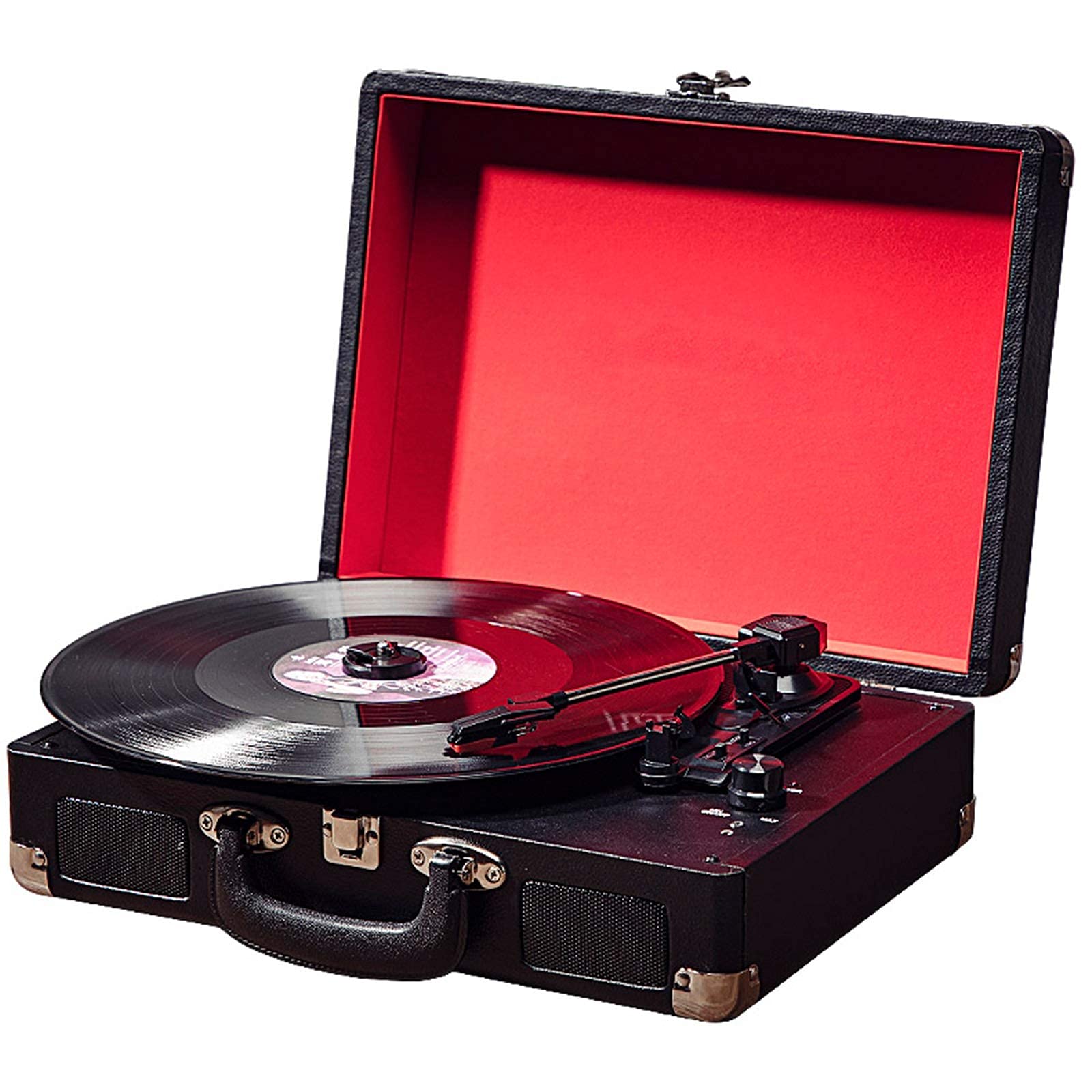 3-Speed Vintage Vinyl Record Player with Built-in Stereo Speakers | Bluetooth, RCA, AUX & Headphone Jack | Portable Suitcase Design for Home, Office & Parties | Perfect Gift for Music Lovers