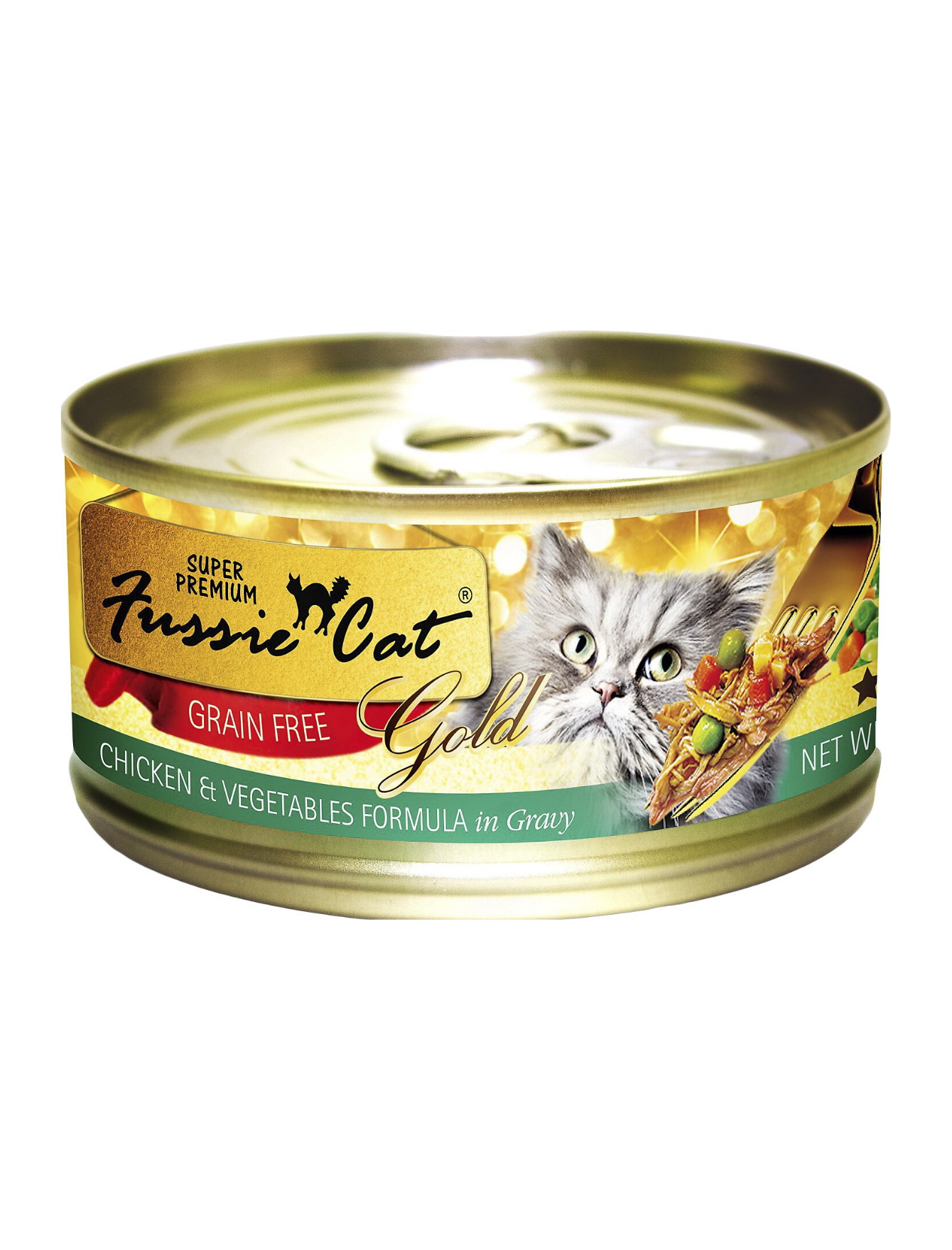 Fussie Cat Super Premium Gold Label Chicken with Vegetables in Gravy Wet Cat Food 80g - High Protein Grain-Free Meal for Adult & Senior Cats - Perfect for Picky Eaters & Daily Nutrition