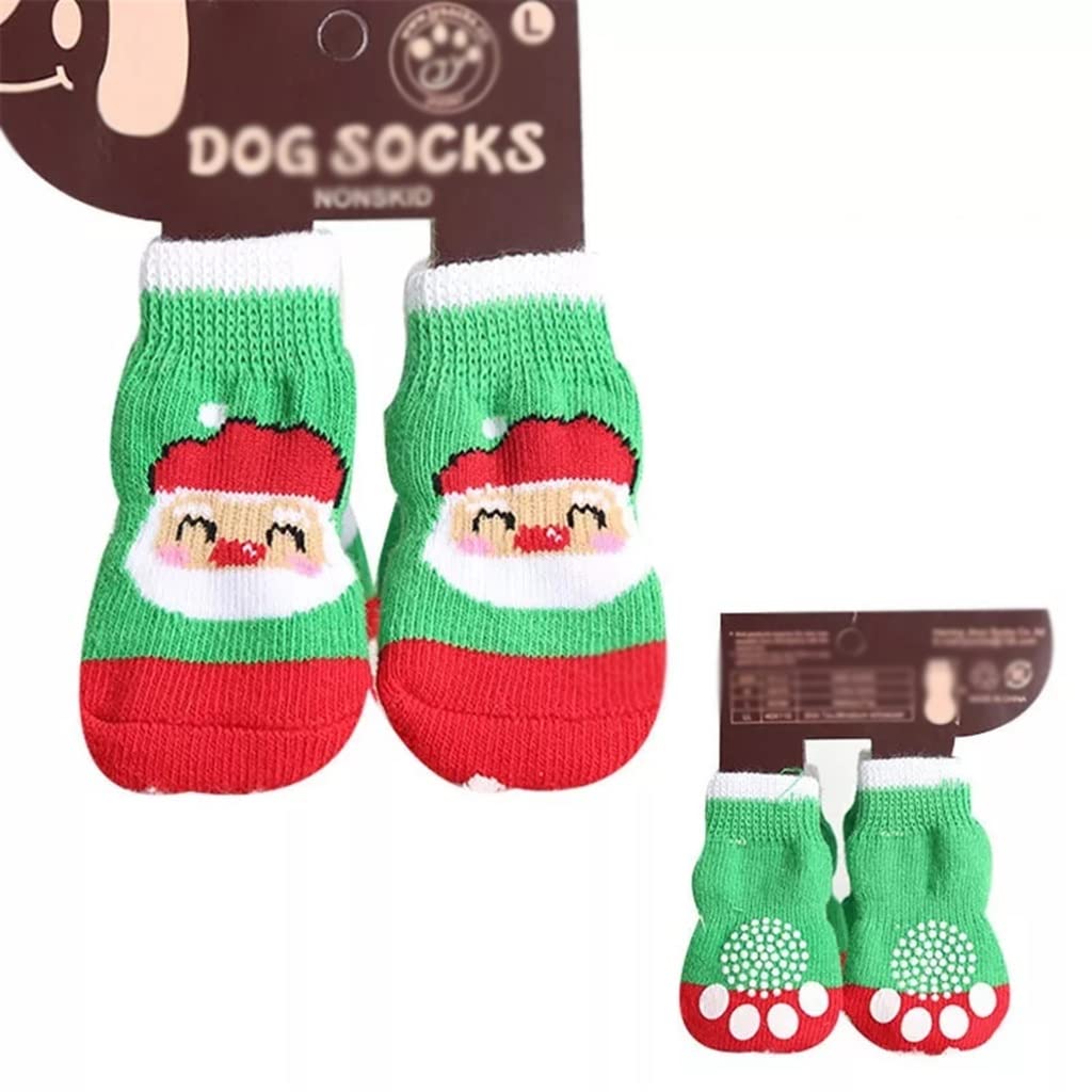 FEGOCLT 4Pcs Warm Puppy Dog Shoes - Soft Anti-Slip Knit Socks for Small Dogs | Breathable Pet Booties for Winter Walking & Indoor Protection (Cute Cartoon Design)