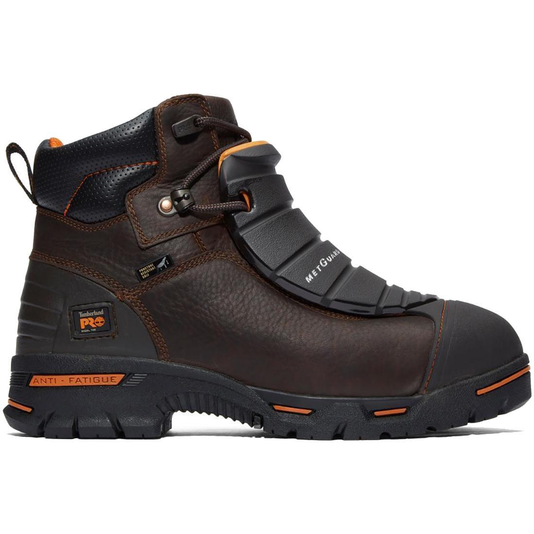 Endurance 6 Inch Steel Toe PR Met Guard Work Boots for Men - Brown Safety Shoes for Construction, Warehouse & Industrial Work