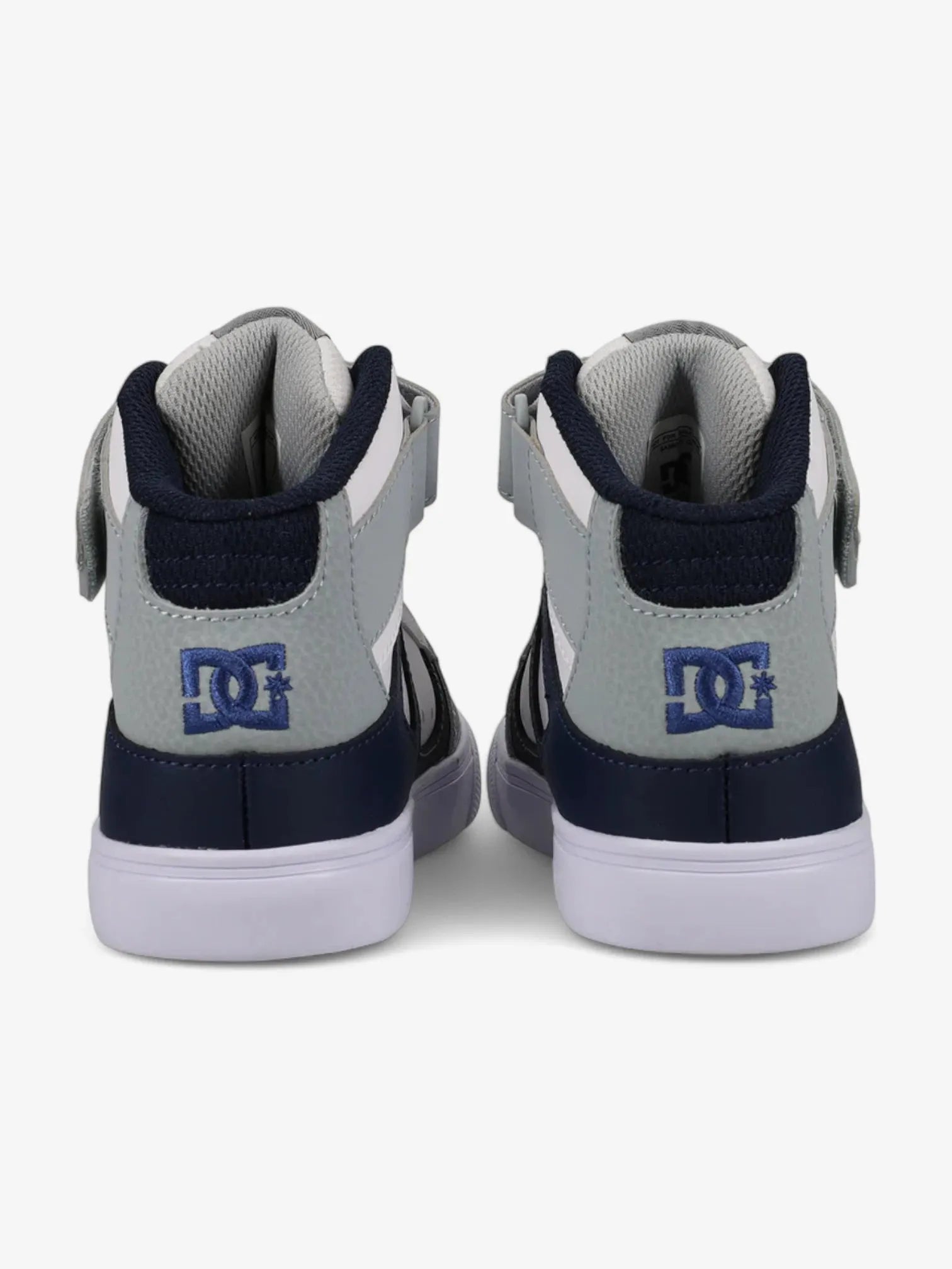 DC Pure Hi Top EV Skate Shoes for Boys - White, Gray & Blue - High Top Sneakers for Skateboarding, School & Casual Wear