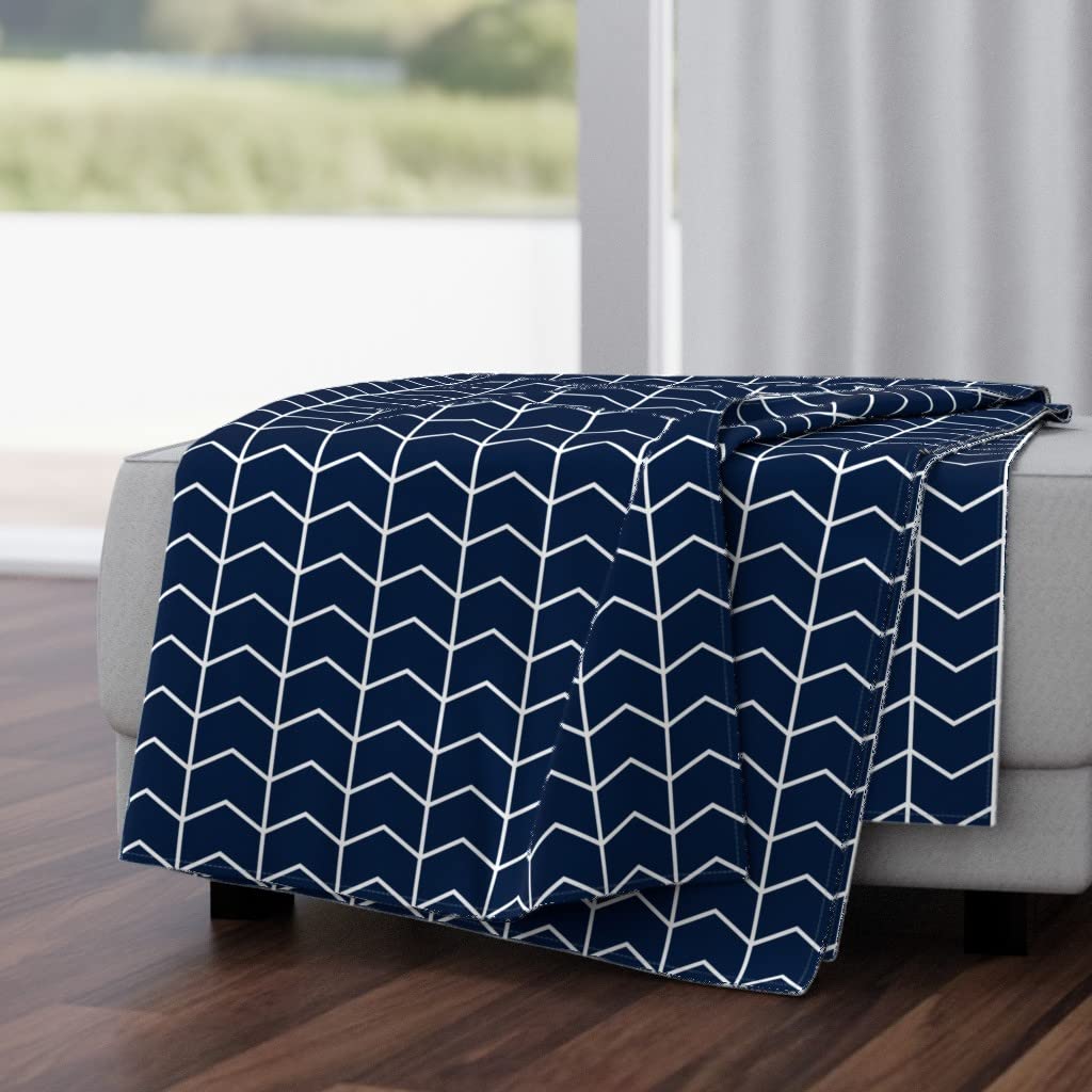 Soft Plush Minky Throw Blanket 50x70 Inches - Navy Blue Chevron Northern Lights Arrow Design | Cozy Couch Blanket for Living Room, Bed, Sofa & Travel