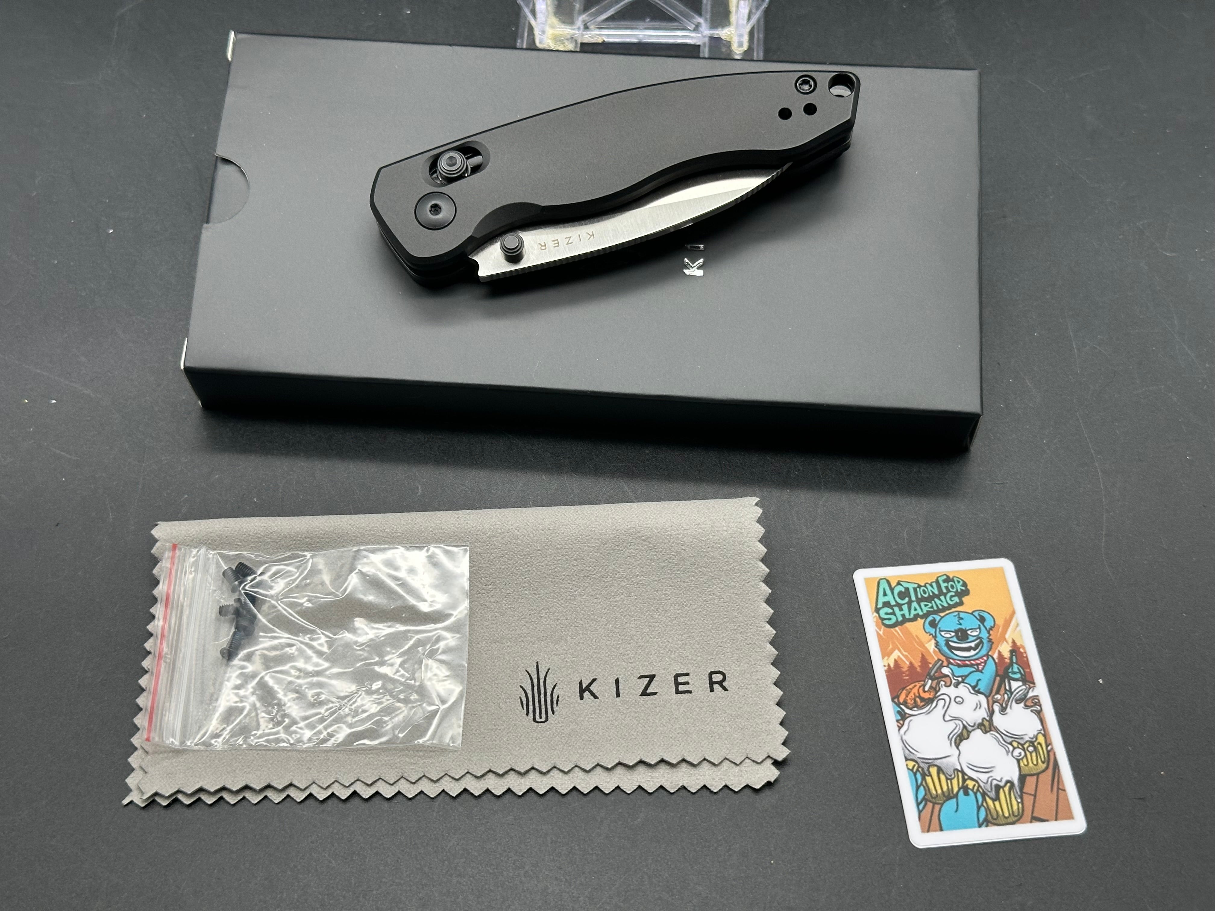 KIZER EXIST Folding Pocket Knife with CLUTCH LOCK - Black Aluminum Handle & 154CM Stainless Steel Blade - EDC, Outdoor, Camping, Survival Gear