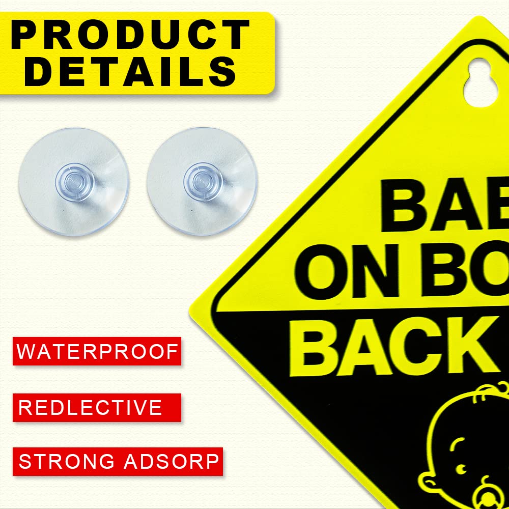 2 Pack Baby on Board Car Stickers - 5x5 Inch Reflective Waterproof Safety Warning Decals for Windows - Perfect for Parents, Newborn Safety & Family Road Trips