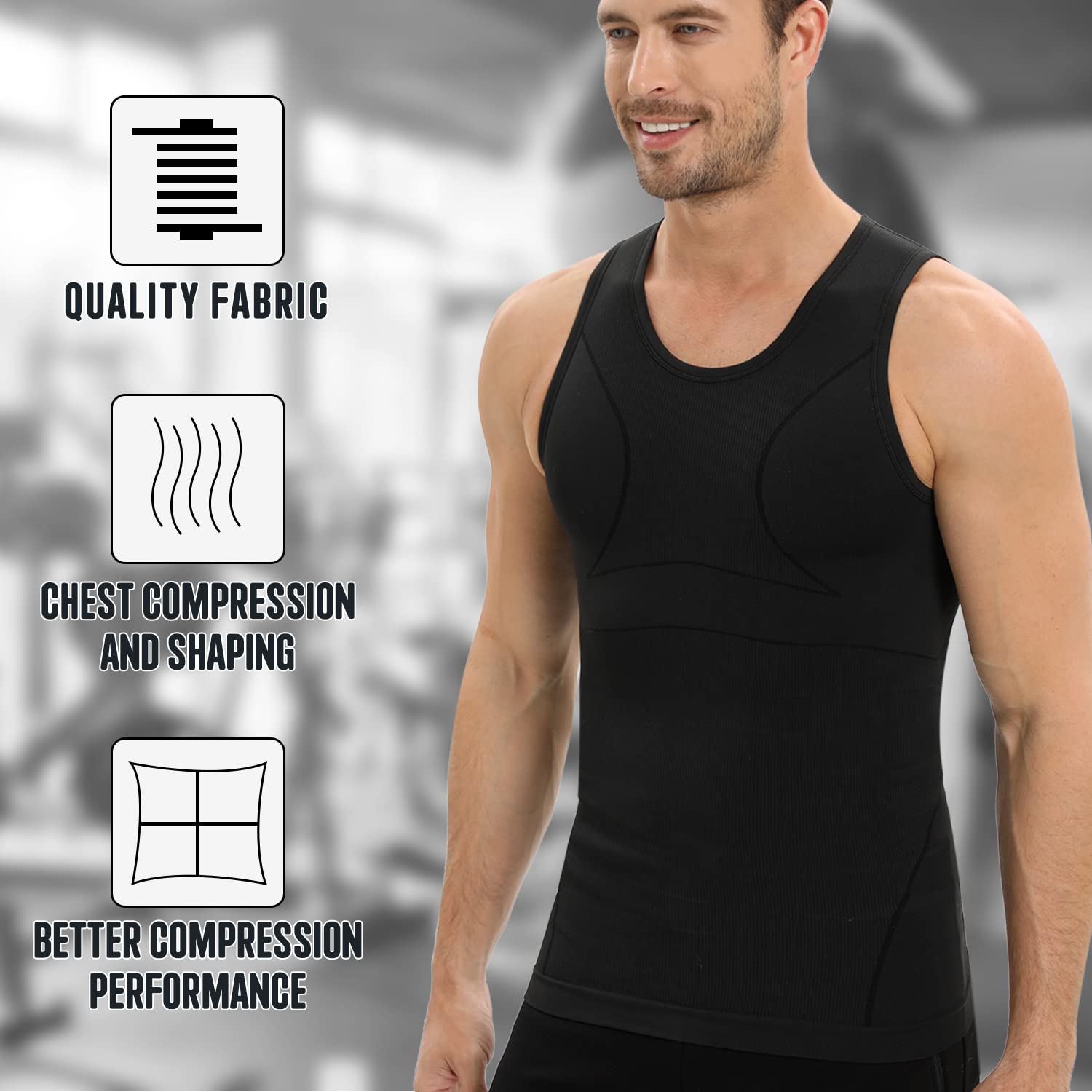 Men's Gynecomastia Compression Shirt - Slimming Tank Top Undershirt & Body Shaper Vest for Post-Surgery, Workout & Everyday Comfort