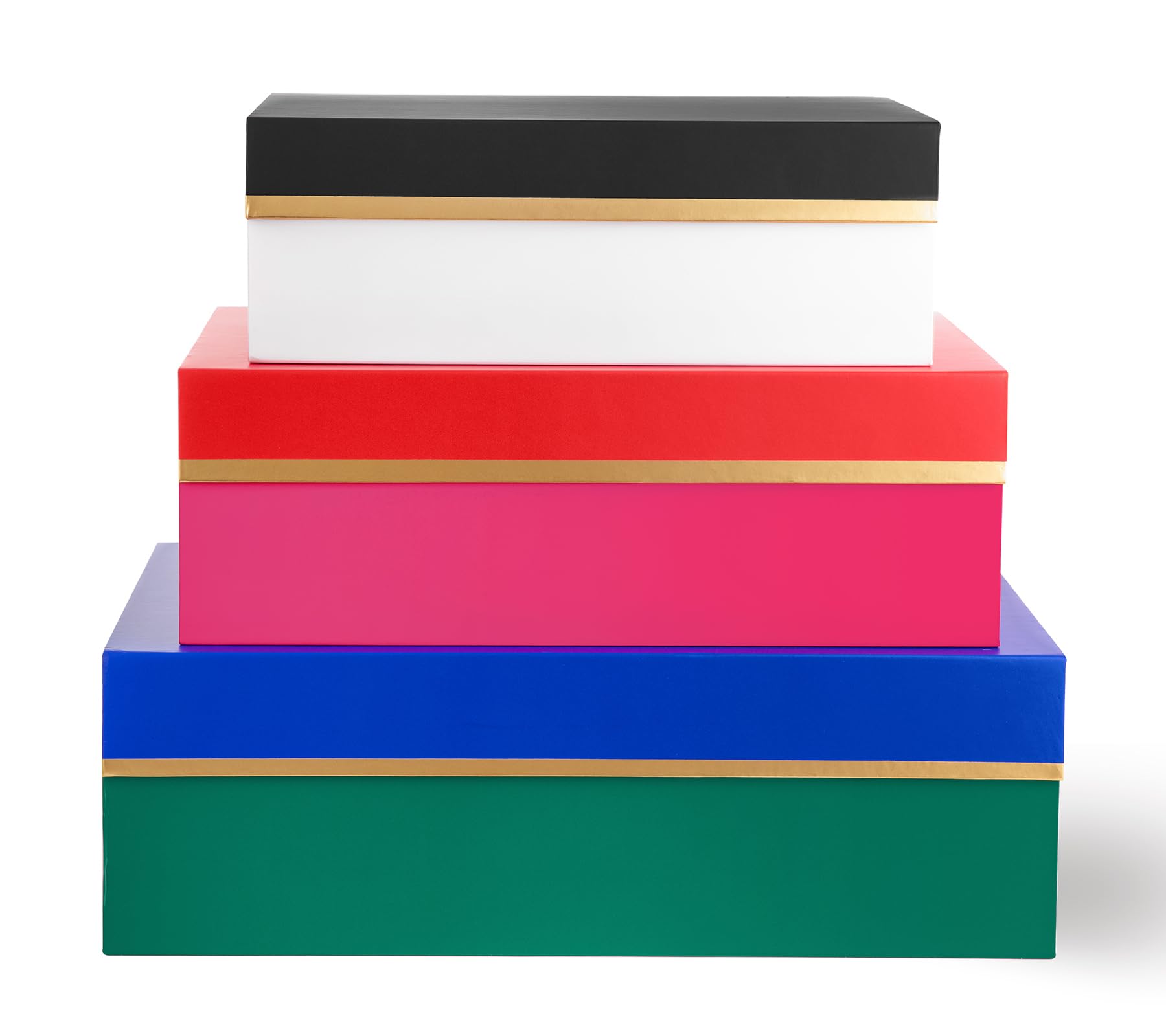 Kate Spade New York Decorative Storage Boxes with Lids - 3 Pack Sturdy Organizer Bins in Small, Medium & Large Sizes | Pink Nesting Boxes with Magnetic Closure (Colorblock) | Perfect for Home Organization, Office Supplies & Gift Wrapping