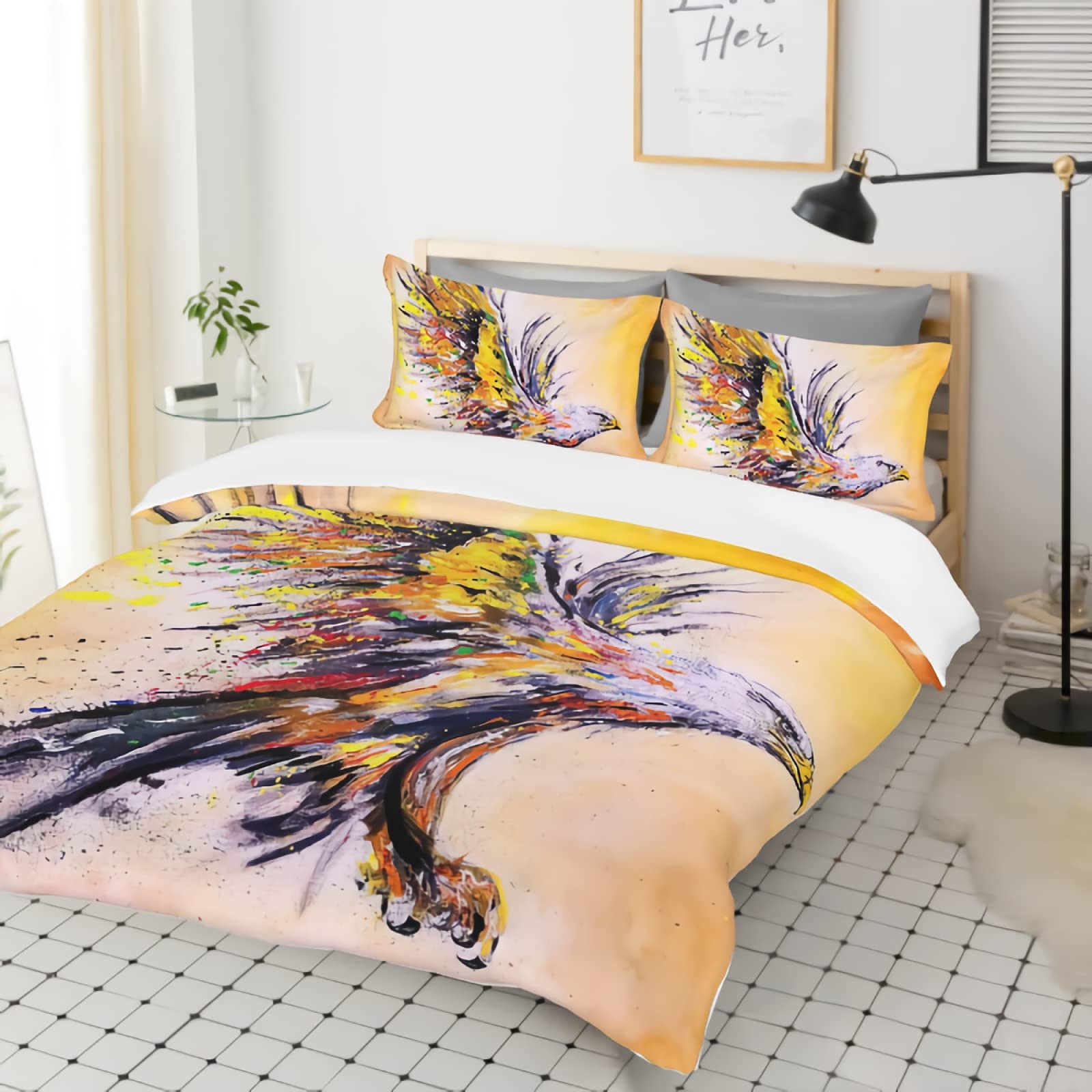 GREDBH Twin The Eagle Duvet Cover Set - 100% Soft Microfiber Bedding with 2 Pillowcases - Eagle Pattern 3-Piece Comforter Cover (Comforter Not Included) - Perfect for Nature-Themed Bedrooms, Hunting Cabins, and Wildlife Lovers