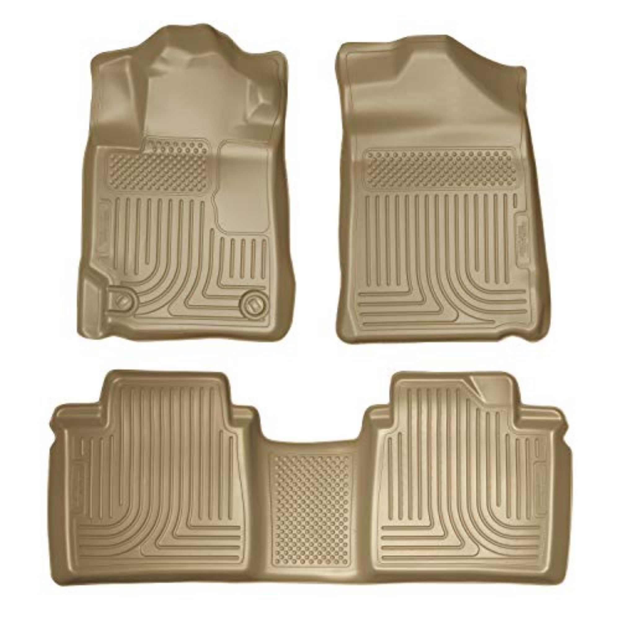 Husky Liners Weatherbeater Floor Mats for 2007-2011 Toyota Camry - Custom Fit Front & Rear 3-Piece Set in Tan (98513) | All-Weather Protection for Cars, Trucks & SUVs | Perfect for Rain, Snow & Mud