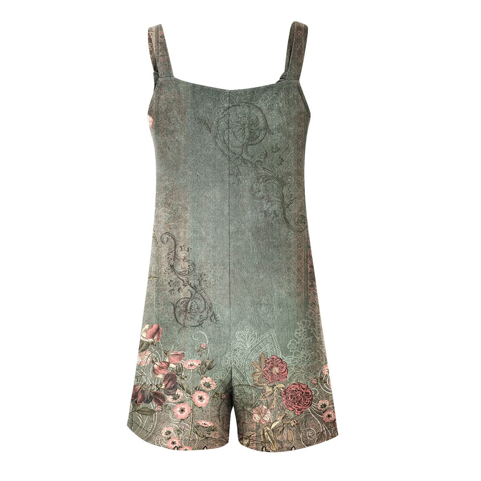 Women's Summer Romper Jumpsuit Overalls - Lightweight Dressy Casual Outfit for Running & Outdoor Activities (AI-Army Green, Size L) | Perfect for Beach Vacations, Music Festivals & Summer Parties