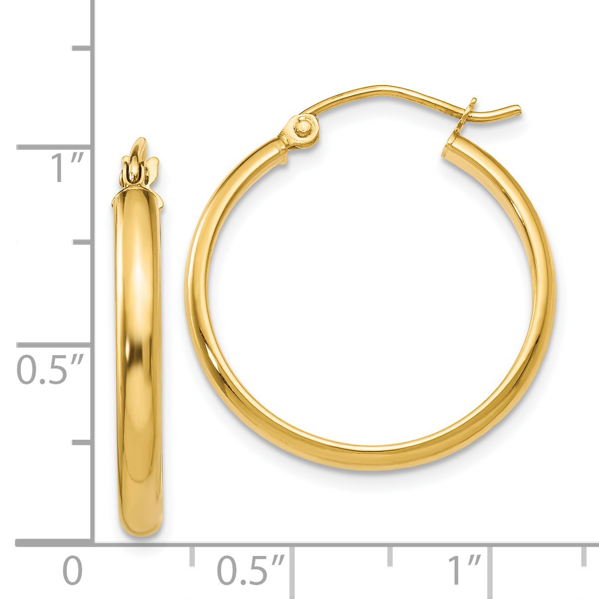 14K Yellow Gold Round Tube Hoop Earrings for Women - Classic Dainty Everyday Earrings for Casual Wear, Work & Special Occasions