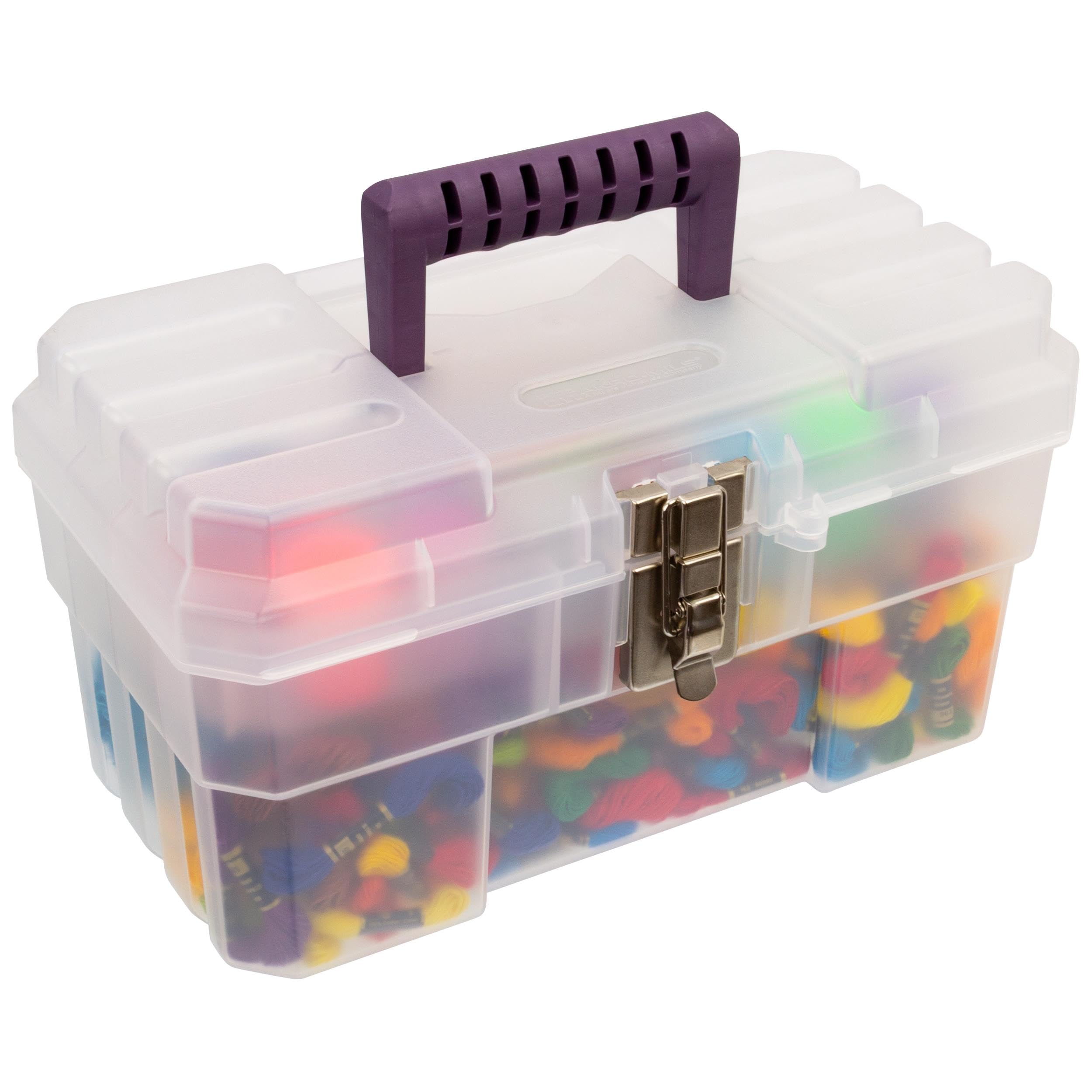 Akro-Mils 09514CFT ProBox 14-Inch Clear Plastic Storage Toolbox with Removable Tray - Organize Art Supplies, Craft Tools & Medical Equipment - 14