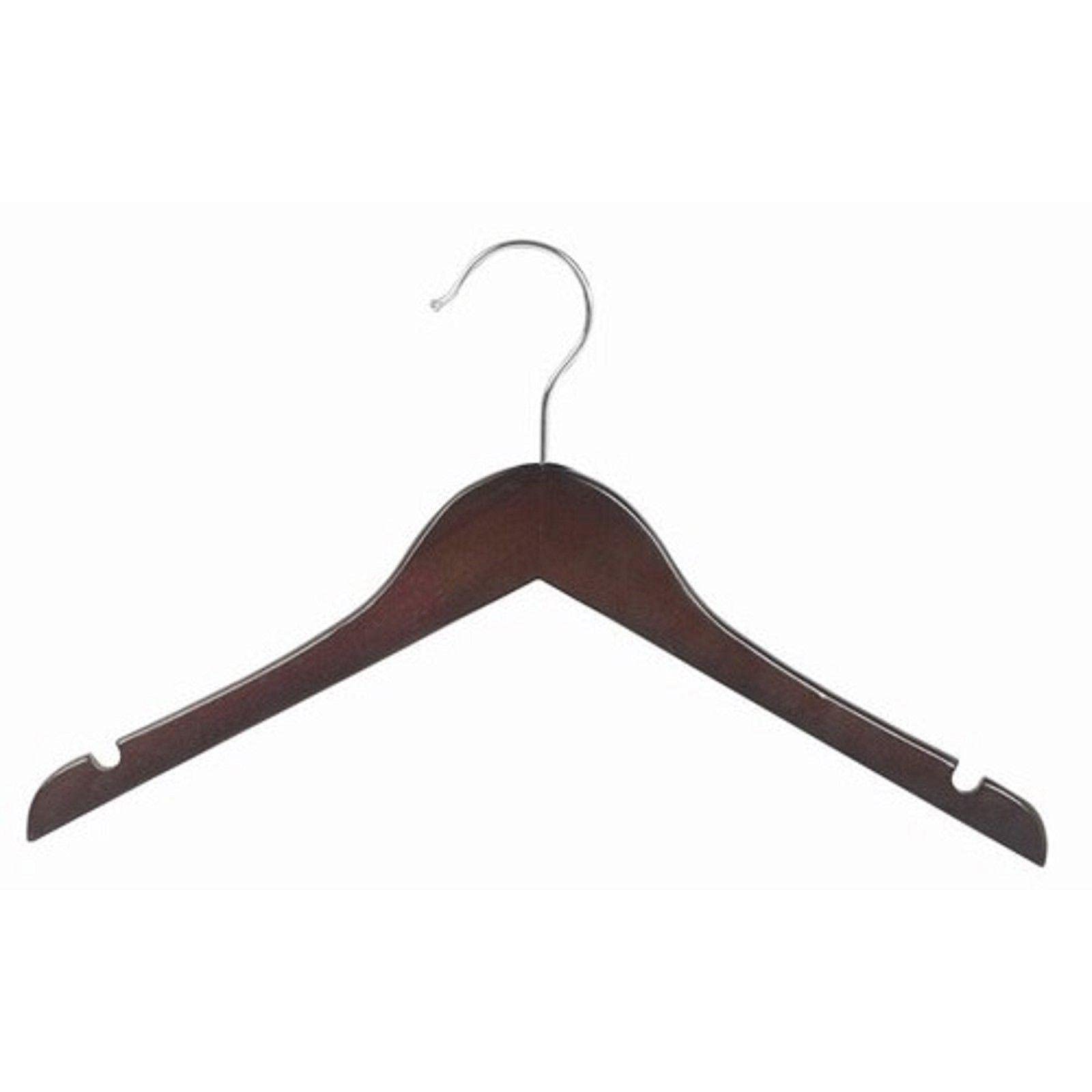 14 Inch Walnut Wooden Shirt Hangers - Pack of 100 Premium Clothes Hangers for Closet, Dorm Room, and Home Organization - Perfect for Wardrobe, Laundry Room, and Travel Storage