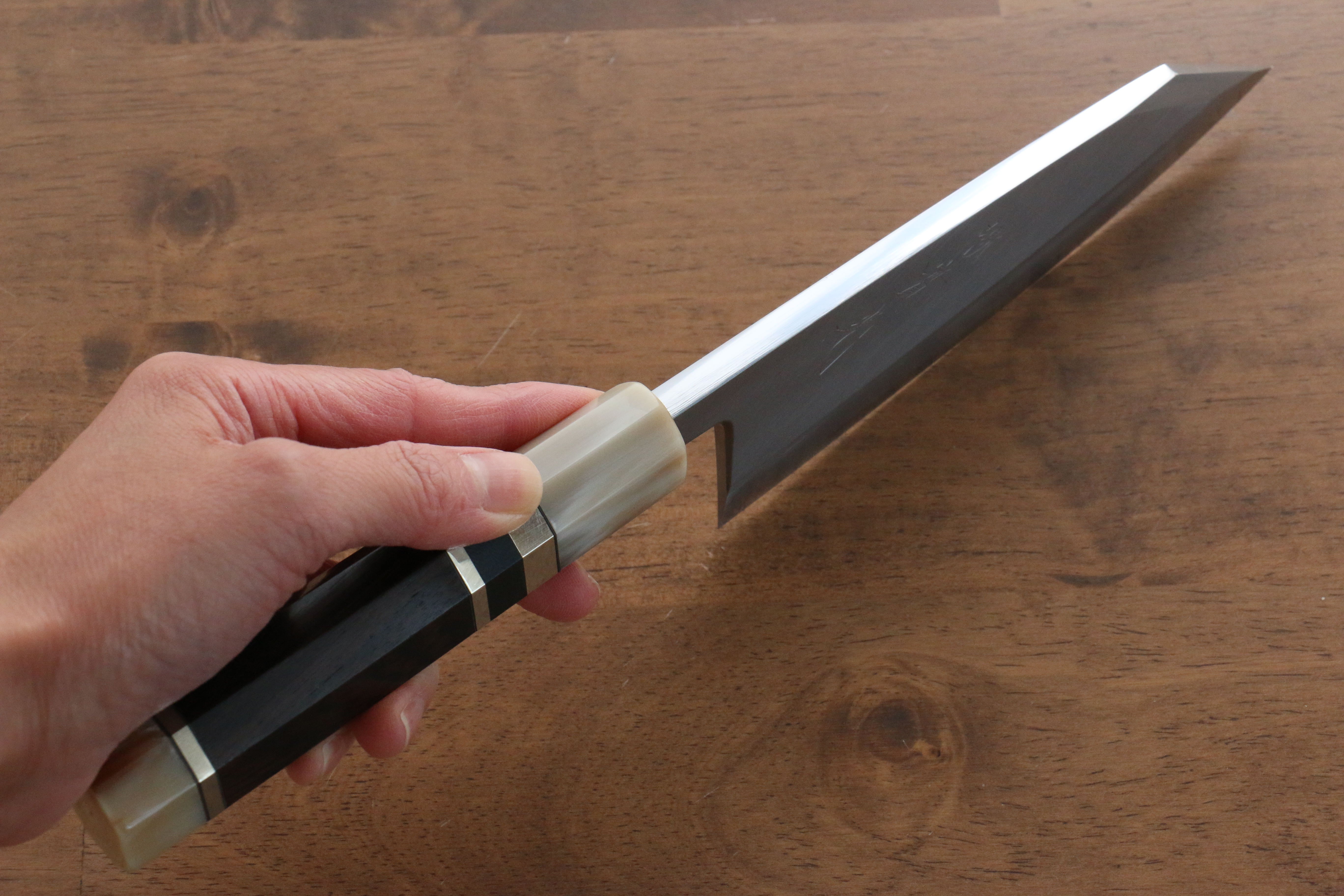 Premium Jikko Shiko White Steel Kiritsuke Deba Knife 150mm - Handcrafted Japanese Kitchen Knife with Ebony Wood & Double Ring Handle - Perfect for Sushi, Fish Filleting & Precision Cutting