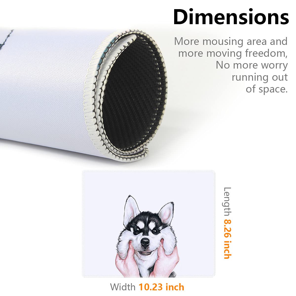 Qisan Non-Slip Gaming Mouse Pad - Foldable Rubber Base Mouse Mat for PC, Laptop & Keyboard - High Precision Surface for Gaming & Office Work - Cute Husky Dog Design - Perfect for Esports, Home & Office Use