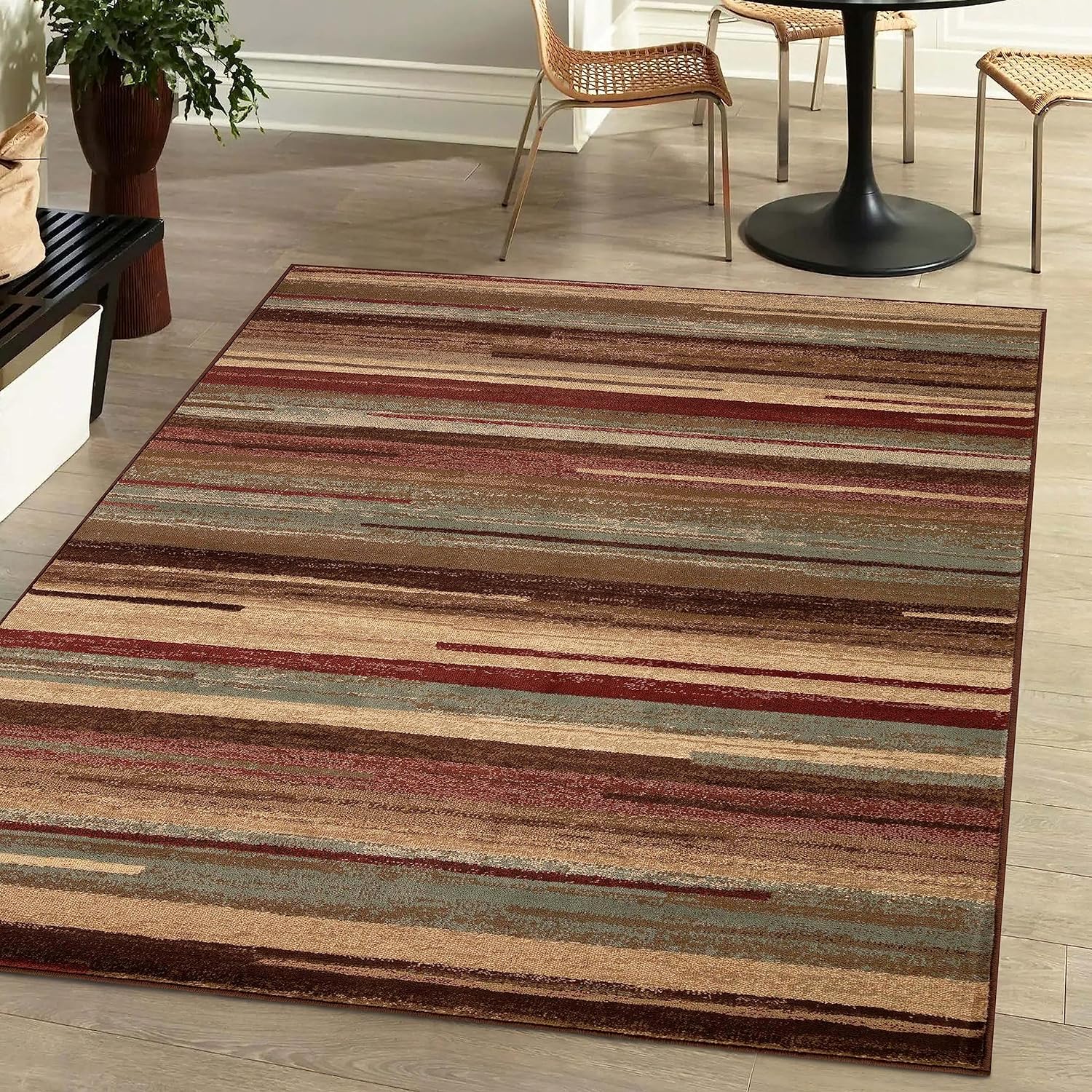 Abstract Striped Lines Indoor Area Rug or Runner Rug - Soft & Durable for Living Room, Bedroom, or Hallway Decor