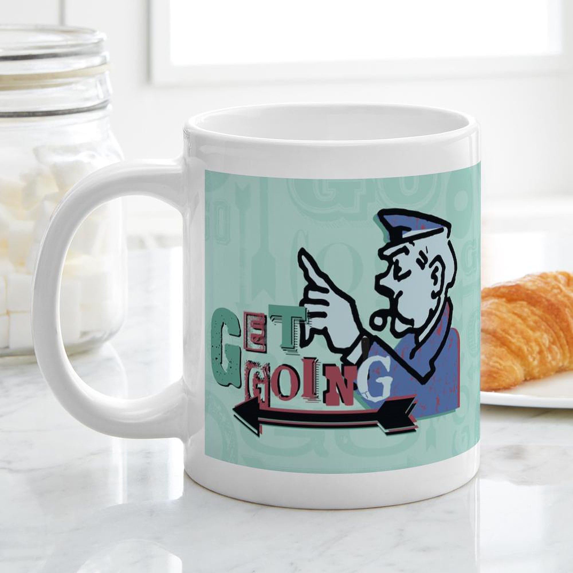 Monopoly Get Going 20 oz Ceramic Coffee Mug - Large Insulated Travel Cup for Office, Home & Commute | Funny Board Game Themed Gift for Gamers