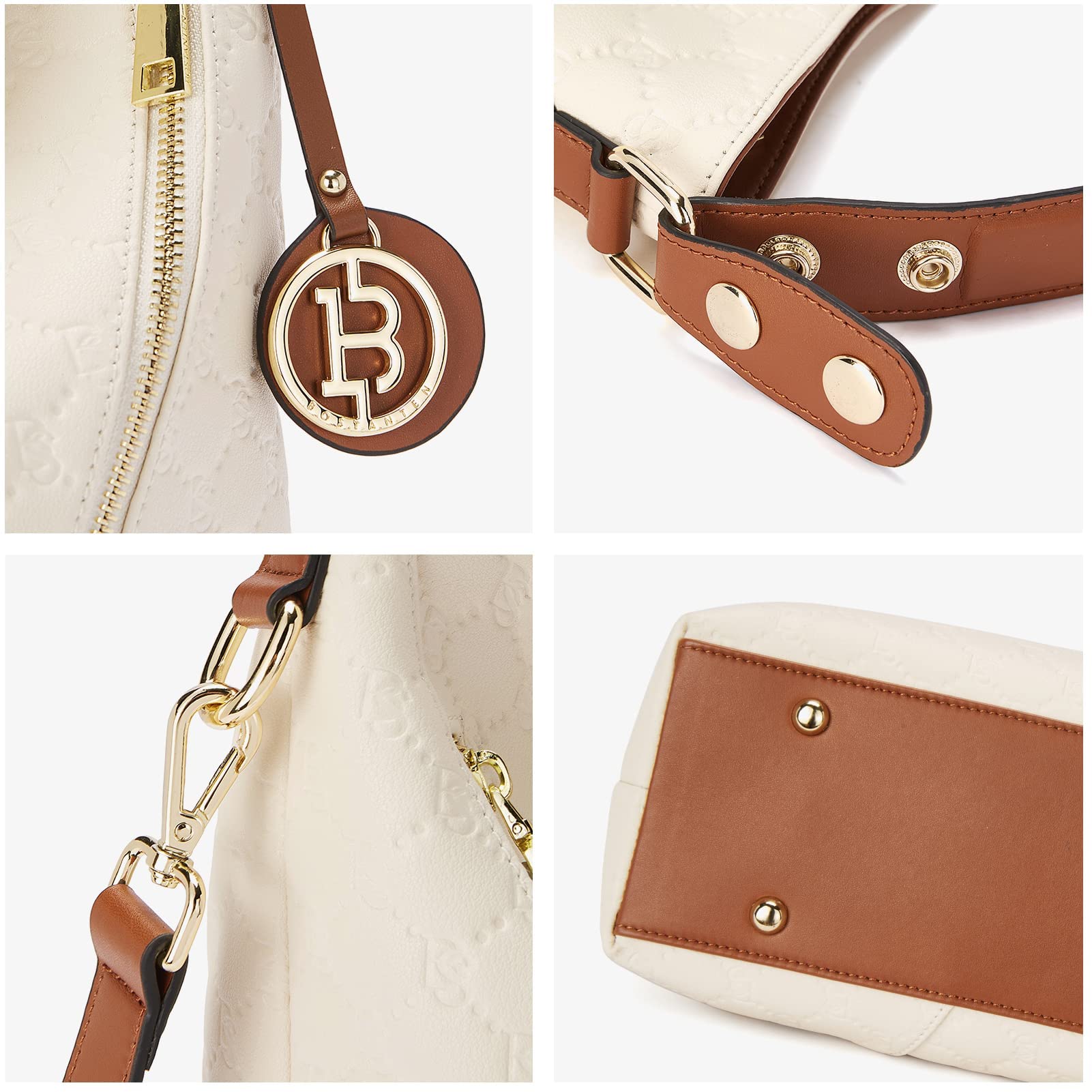 BOSTANTEN Women's Genuine Leather Handbag - Large Hobo Shoulder Bag with RFID Blocking, Credit Card Holder & Phone Clutch in Apricot | Stylish & Spacious for Work, Travel & Everyday Use
