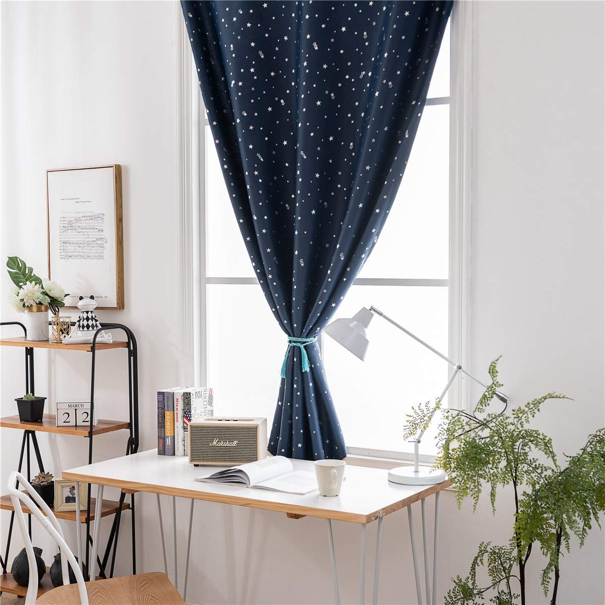 ARTIBETTER Blackout Curtains with Sparkly Star Print - Noise Reducing Thermal Insulated Window Drapes for Bedroom & Living Room - Home Decor Darkening Curtains for Better Sleep & Privacy