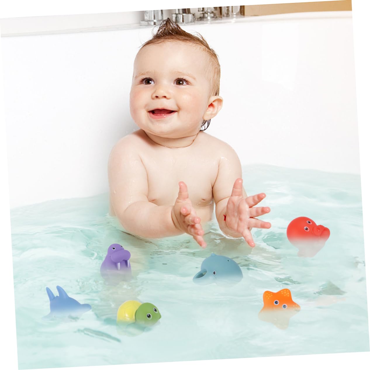 VICASKY 6-Piece Bath Toy Set with Funny Fountain - Blue Water Play Toys for Toddlers & Kids | Bathtub, Pool & Outdoor Splash Fun