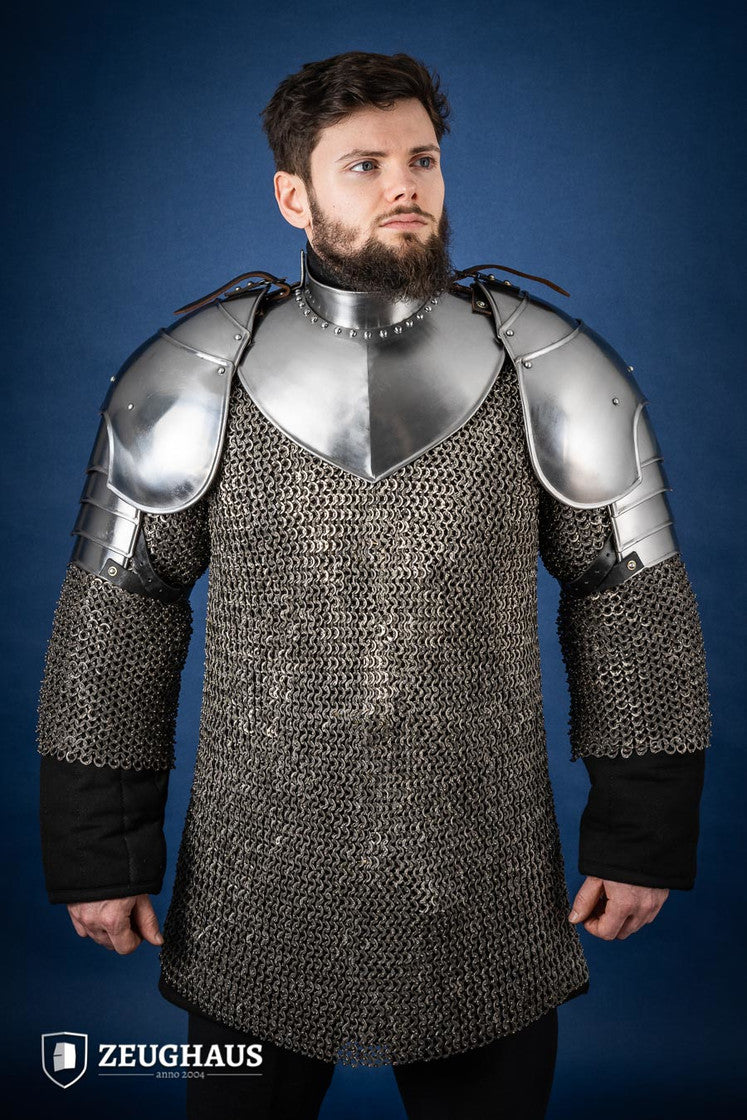 Polished Knight Pauldron - Medieval Armor Shoulder Plate for LARP, Cosplay & Renaissance Fairs | Authentic Costume Accessory for Historical Reenactments