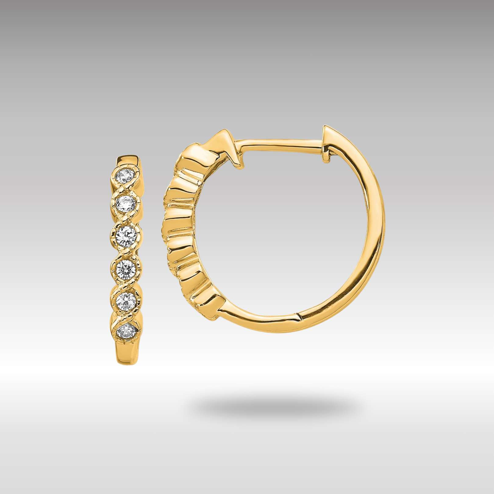 14K Gold Diamond Hinged Hoop Earrings - Elegant Dangle Earrings for Women | Model EM5396-013-YA | Perfect for Weddings, Parties & Special Occasions