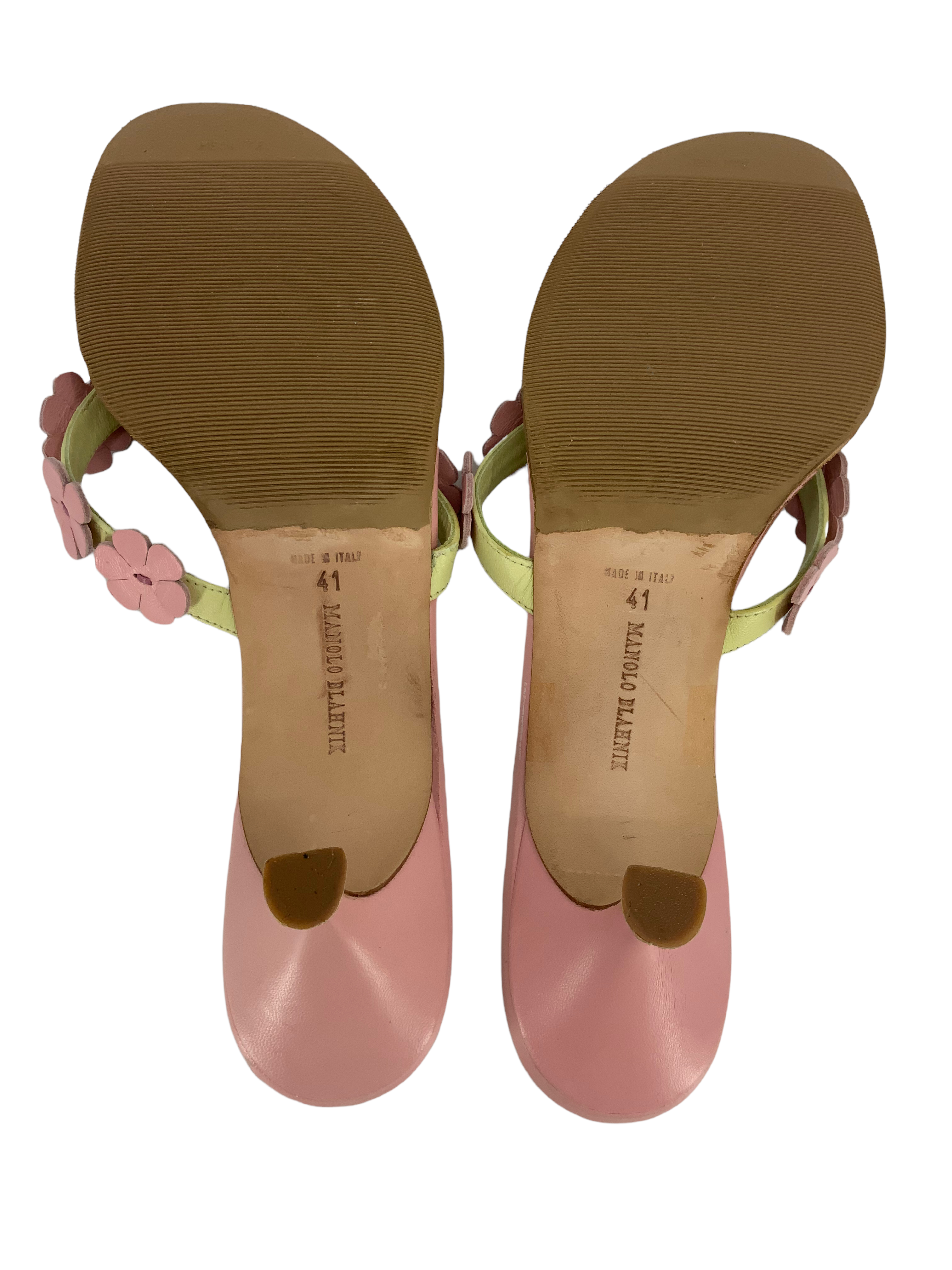 MANOLO BLAHNIK Flower Applique Thong Sandals for Women | Size 11 | Comfortable Summer Beach Wedding Flip Flops | Perfect for Vacations, Pool Parties & Date Nights