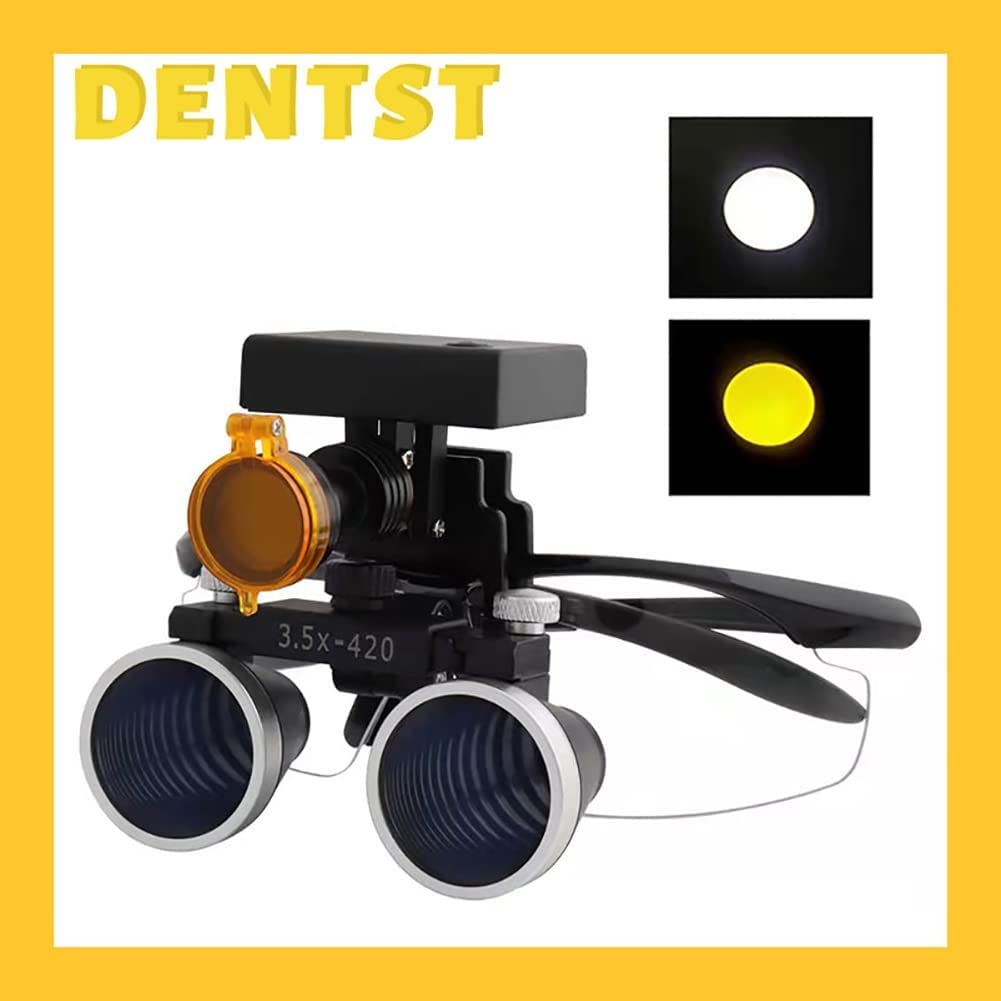 3.5X 420mm LED Dental Loupes with Headlight - Binocular Magnifying Glasses for Dentists & Surgeons (Silver) | Perfect for Precision Dental Work, Oral Surgery & Medical Procedures