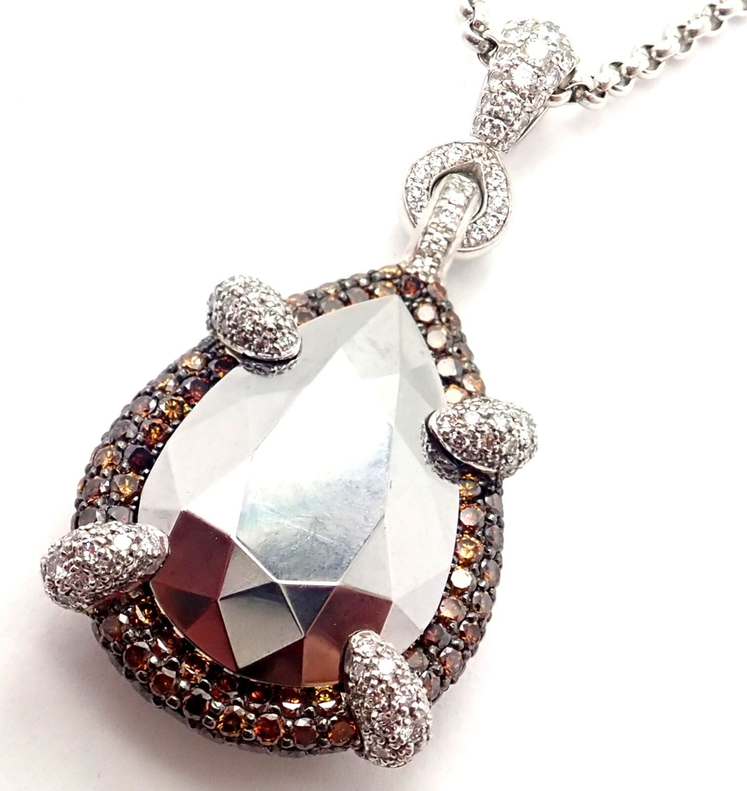 Authentic Chopard 18K White Gold Diamond Necklace with Golden Diamonds & Chrome Stones | Luxury Jewelry for Women, Perfect for Weddings, Parties & Special Occasions