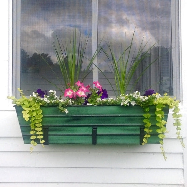 Galvanized Steel Flower Box Planter - Rustproof Outdoor Garden Planter for Flowers, Herbs & Plants - Perfect for Patio, Balcony & Window Sill Decor
