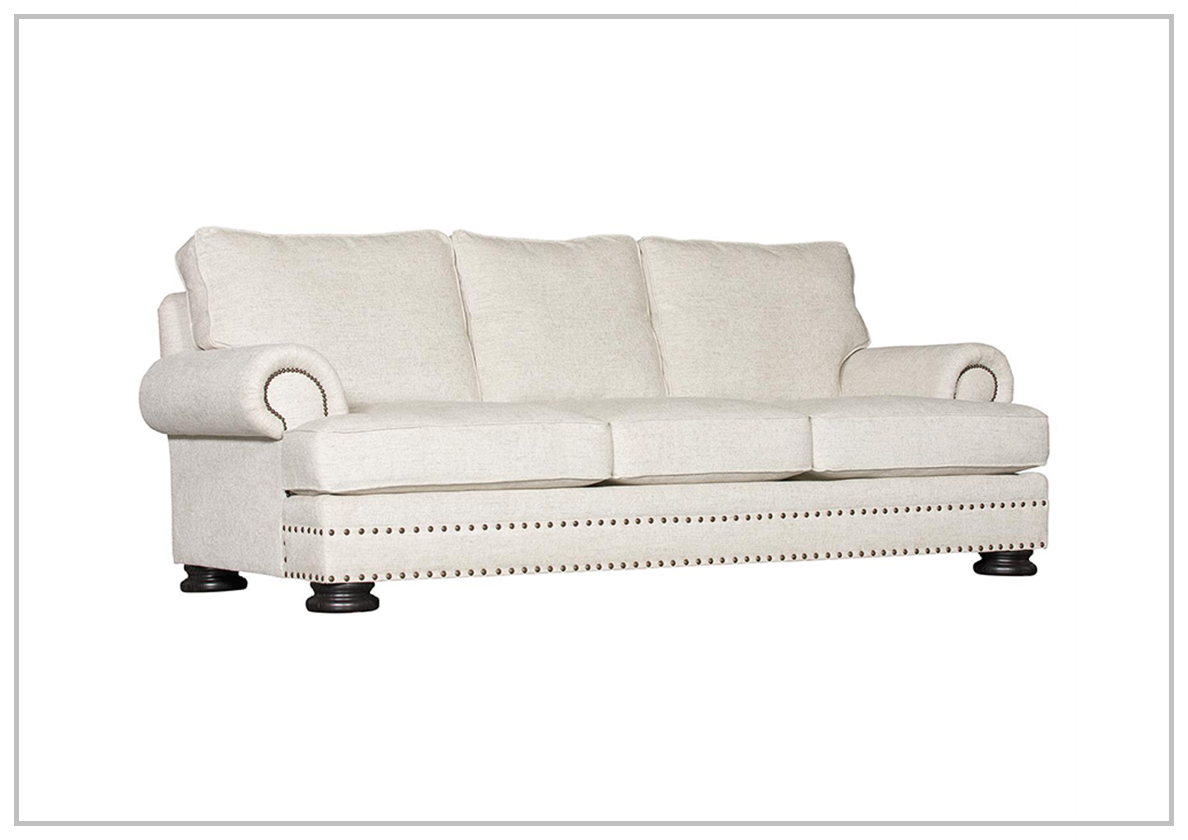 Bernhardt Foster 3-Seater Fabric Sofa with Nailhead Trim - Modern Living Room Furniture for Home Decor & Comfortable Relaxation