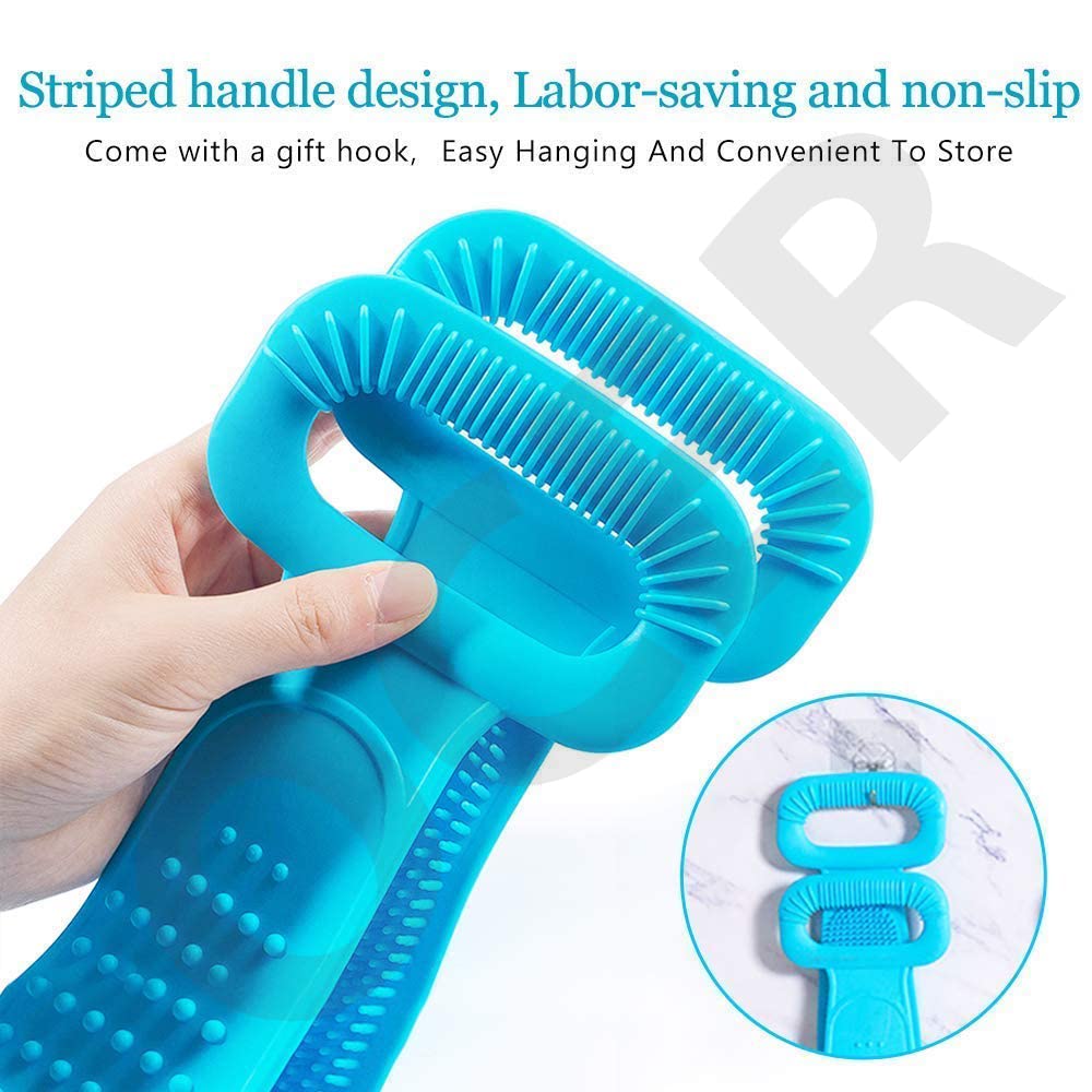 Ocer Extra Long Silicone Back Scrubber with Handle - Exfoliating Shower Brush for Men & Women - Perfect for Deep Cleansing, Back Acne Treatment & Spa-Like Bath Experience