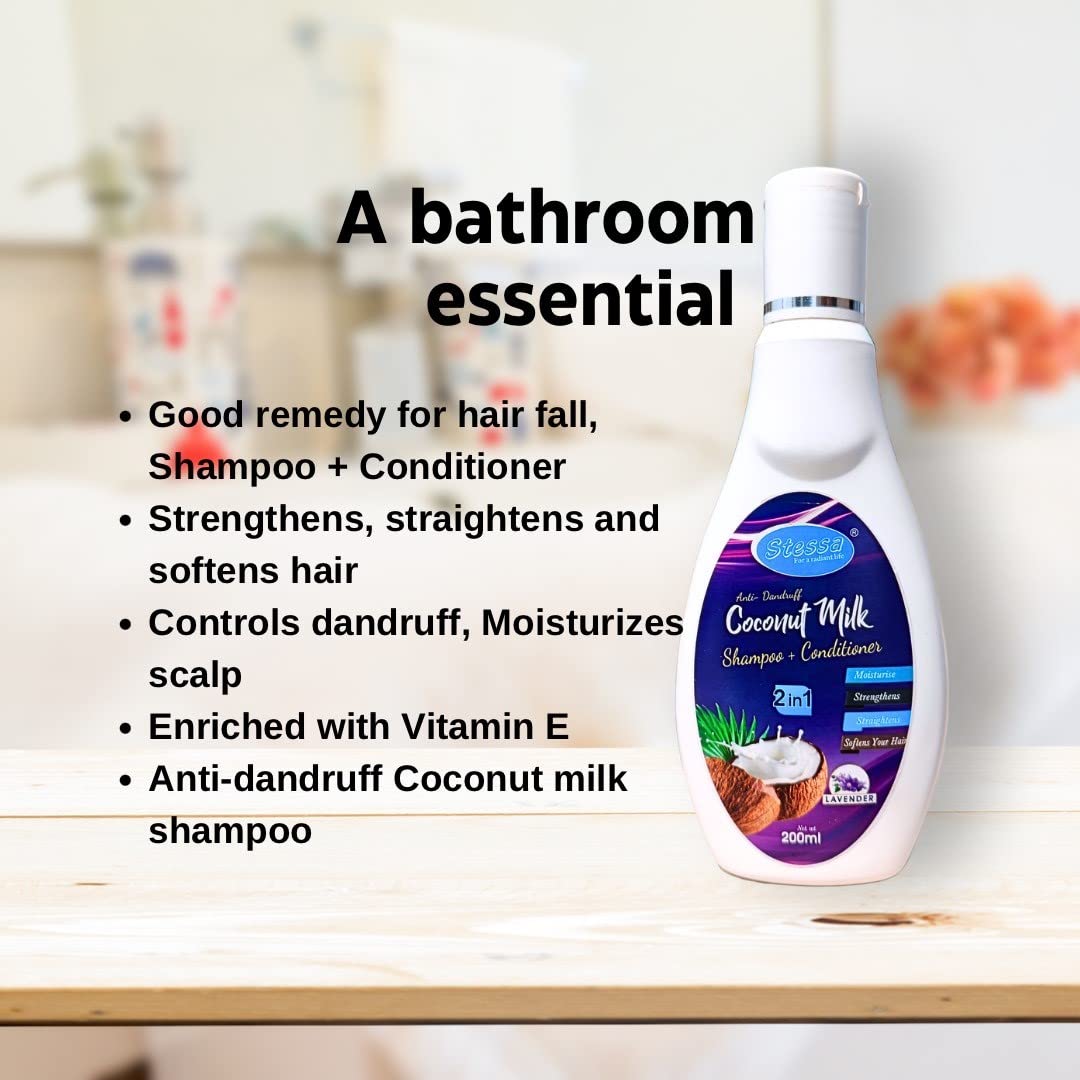 PNC Coconut Milk Shampoo for Hair Care - 200ml (Pack of 2) | Moisturizing & Nourishing Formula for Dry, Damaged Hair | Perfect for Daily Use & Salon-Quality Results at Home
