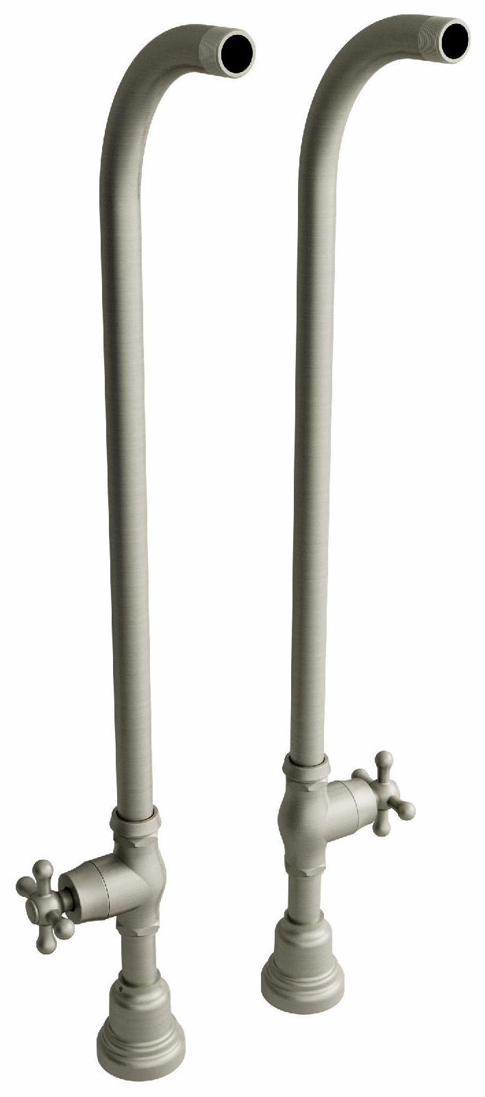 30 Floor Mount Riser Pair with Stop Valves - Brushed Nickel TU44BN RIOBEL - Perfect for Bathroom Sink Faucet Installation and Plumbing Repairs