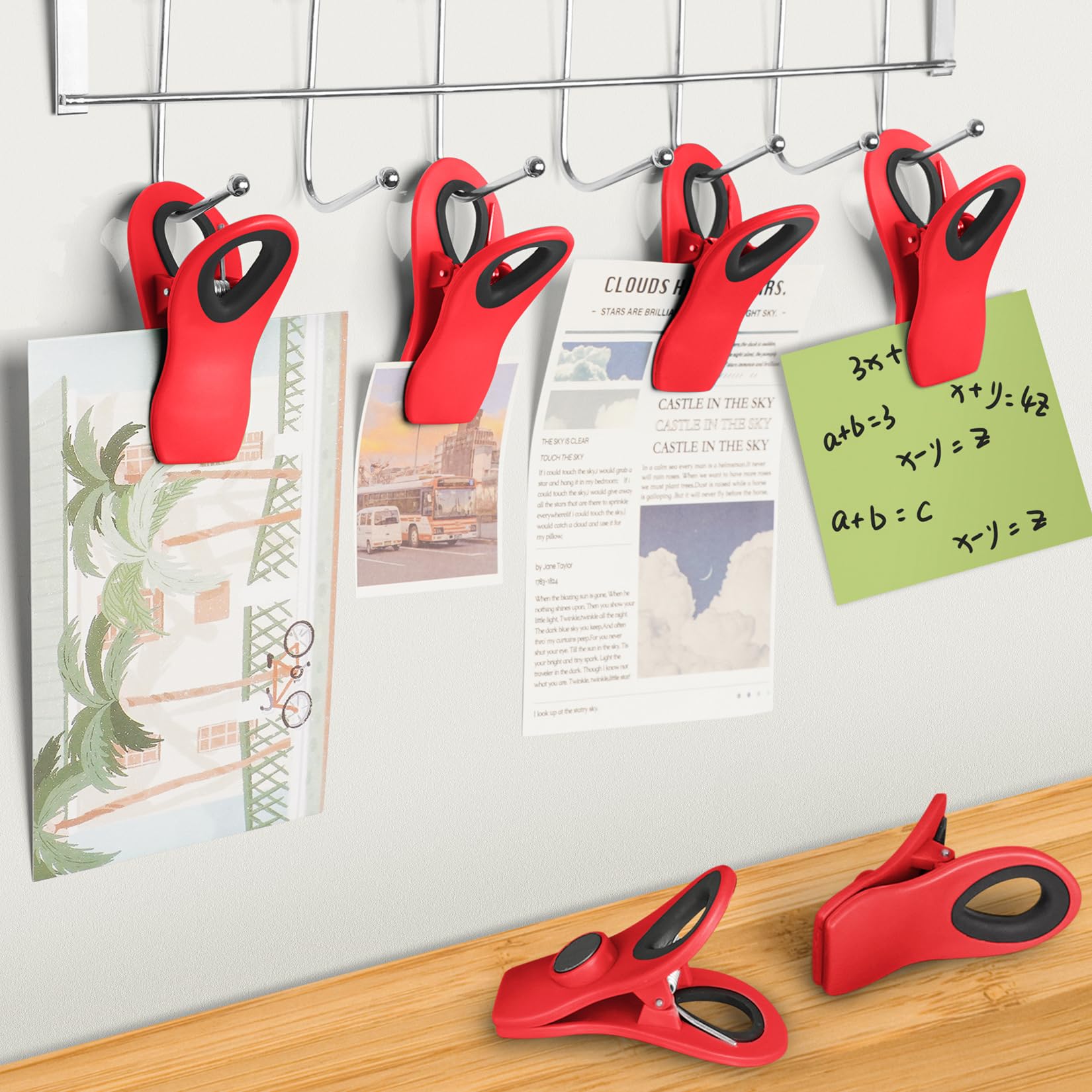 12 Pack Magnetic Food Bag Clips for Kitchen & Refrigerator - Strong Plastic Storage Clips for Chips, Snacks & Sealed Packages (Red) - Perfect for Pantry Organization & Food Freshness