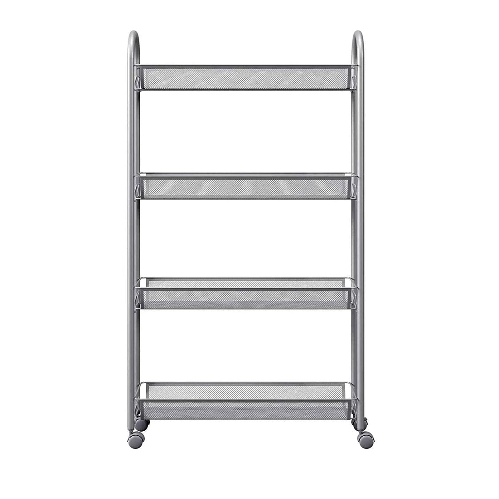 Luckxuan 4-Tier Slim Slide Storage Shelf - Space-Saving Steel Organizer Rack for Bathroom, Kitchen, Home - Easy Assembly & Movable Multipurpose Shelving Unit | Perfect for Small Spaces, Pantry Organization & Closet Storage