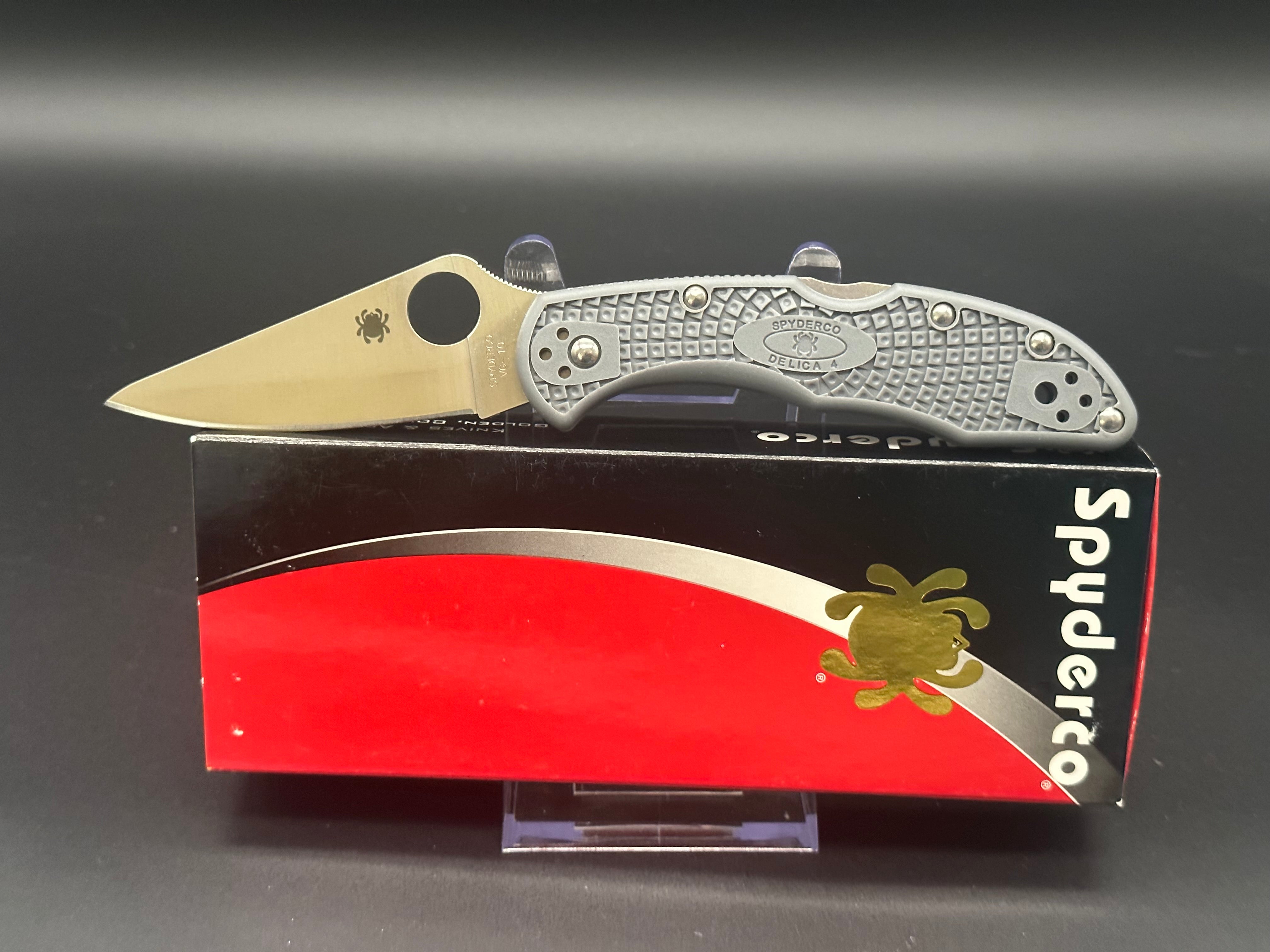 Spyderco Delica 4 Lightweight Folding Knife - Grey FRN Handle, VG-10 Steel Blade - Perfect for EDC, Outdoor Adventures & Everyday Carry